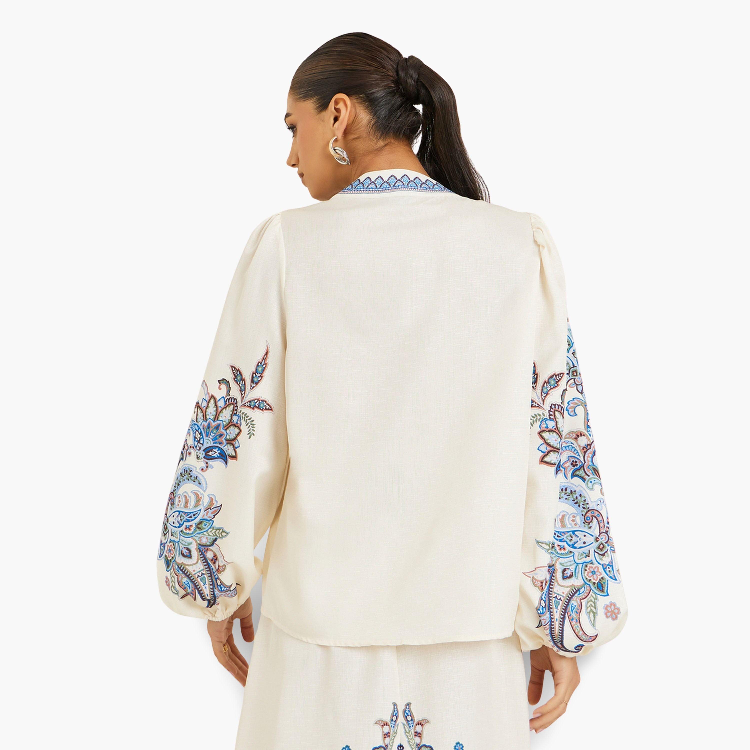 Styli Women Cream Placement Printed Blouse-women-clothing-shirtsandblouses-blouses-image-5