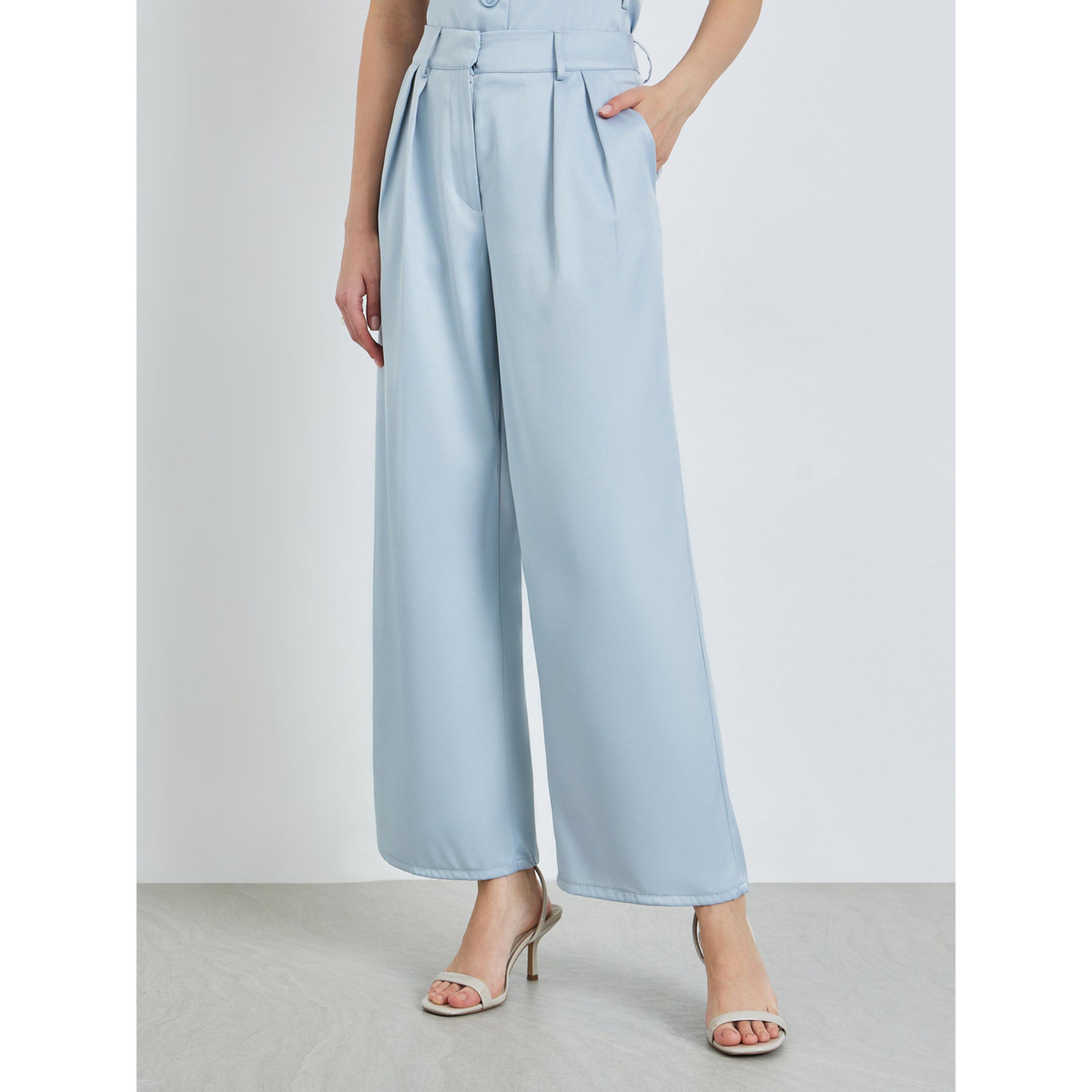 بنطال رسميبأرجل واسعة وطيات أزرق-women-clothing-bottoms-trousers-image-1