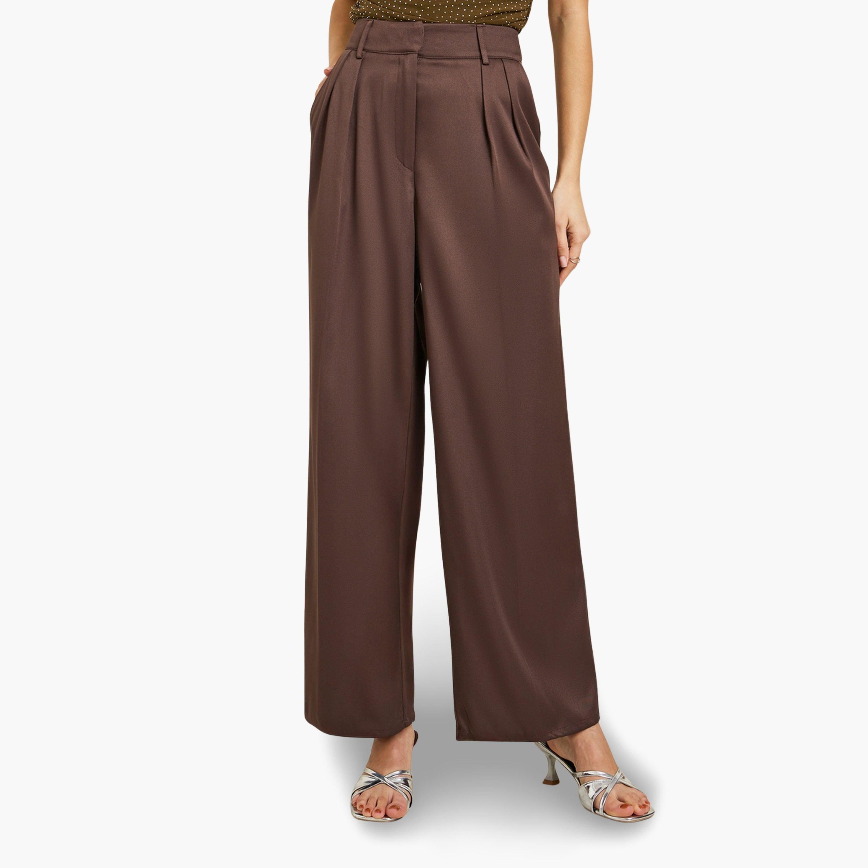بنطال بكسرات مطوية وأرجل واسعة-women-clothing-bottoms-trousers-image-1