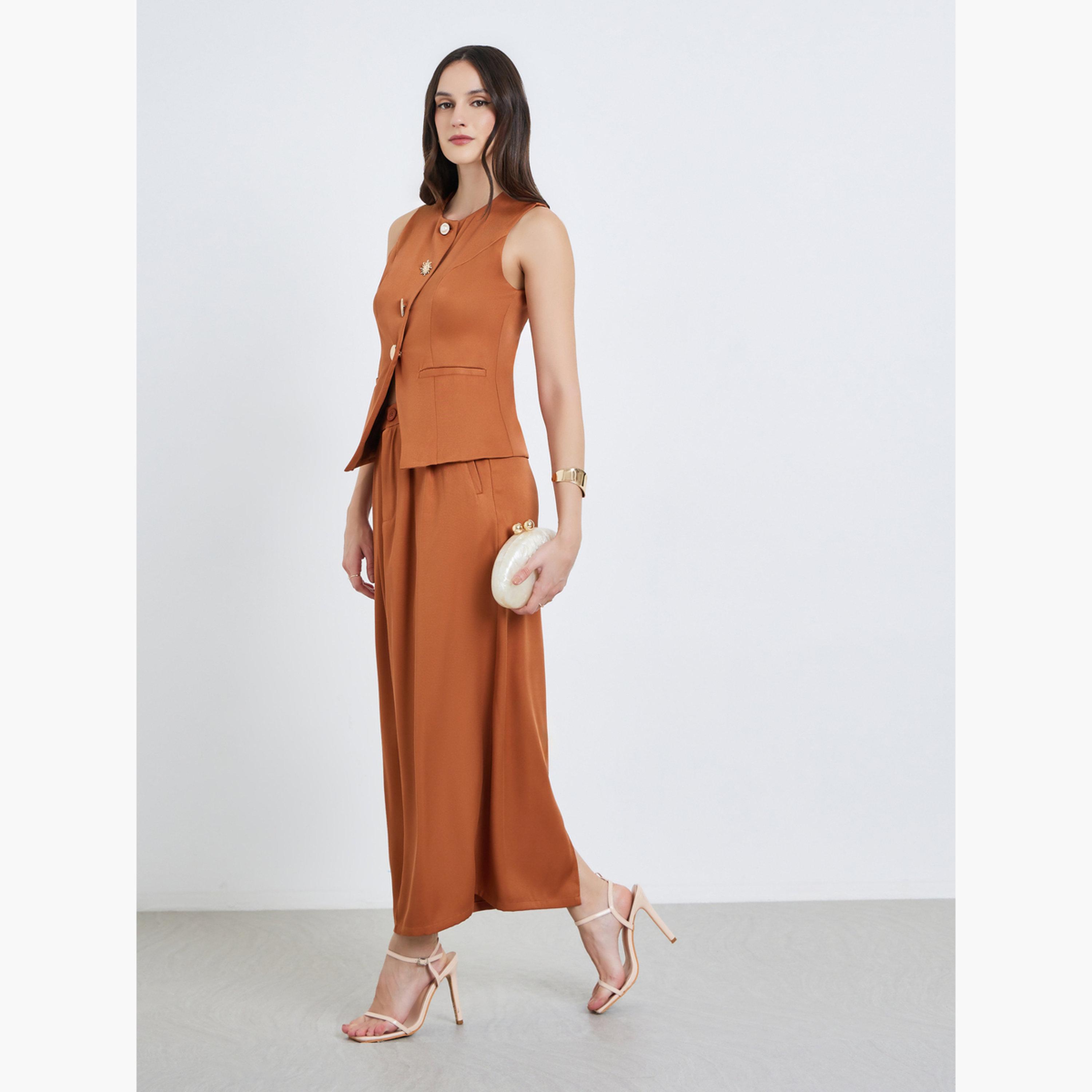 Styli Women Rust Straight Fit Maxi Skirt-women-clothing-bottoms-skirts-image-2