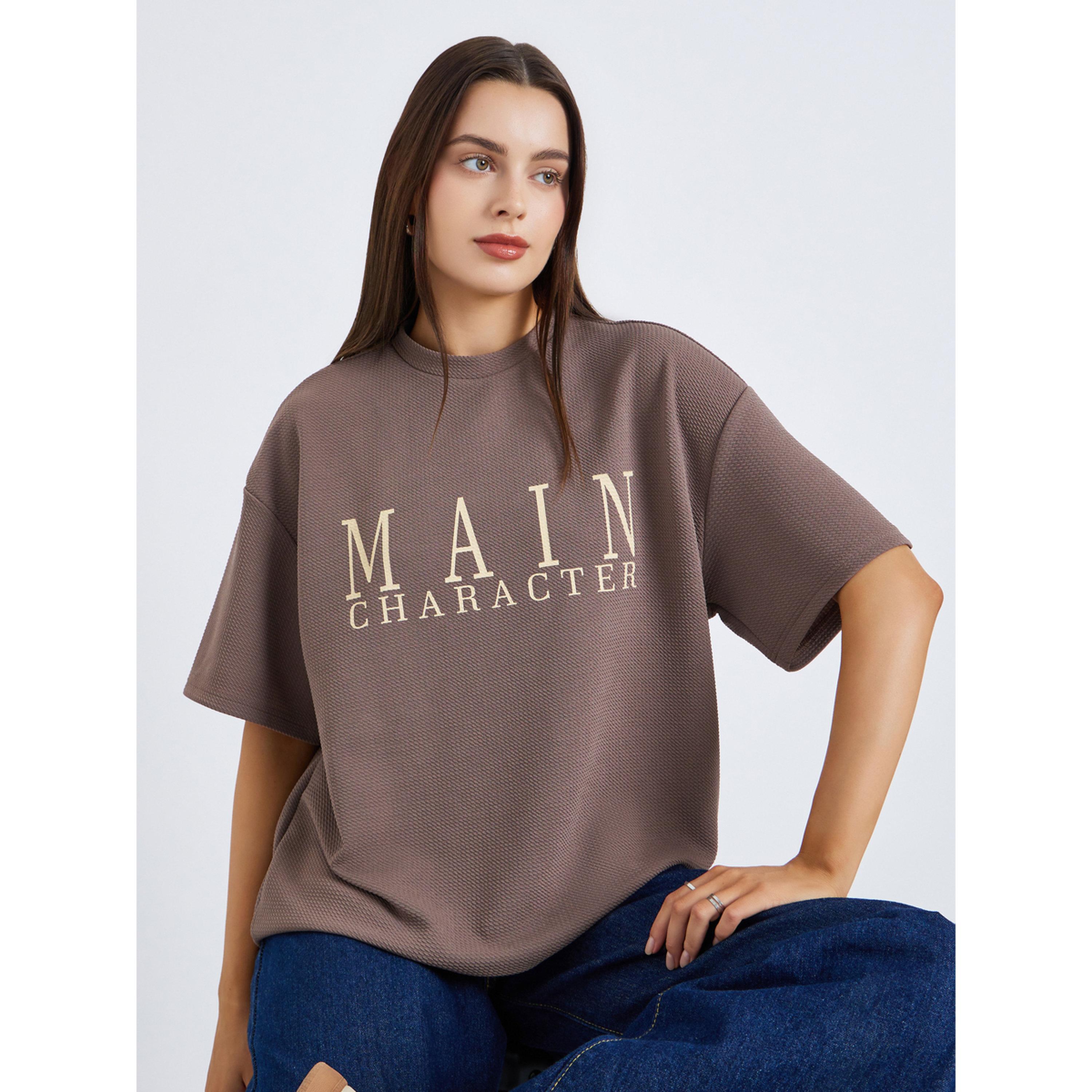 Styli Women Beige Slogan Oversized T-Shirt-women-clothing-tshirts-image-3