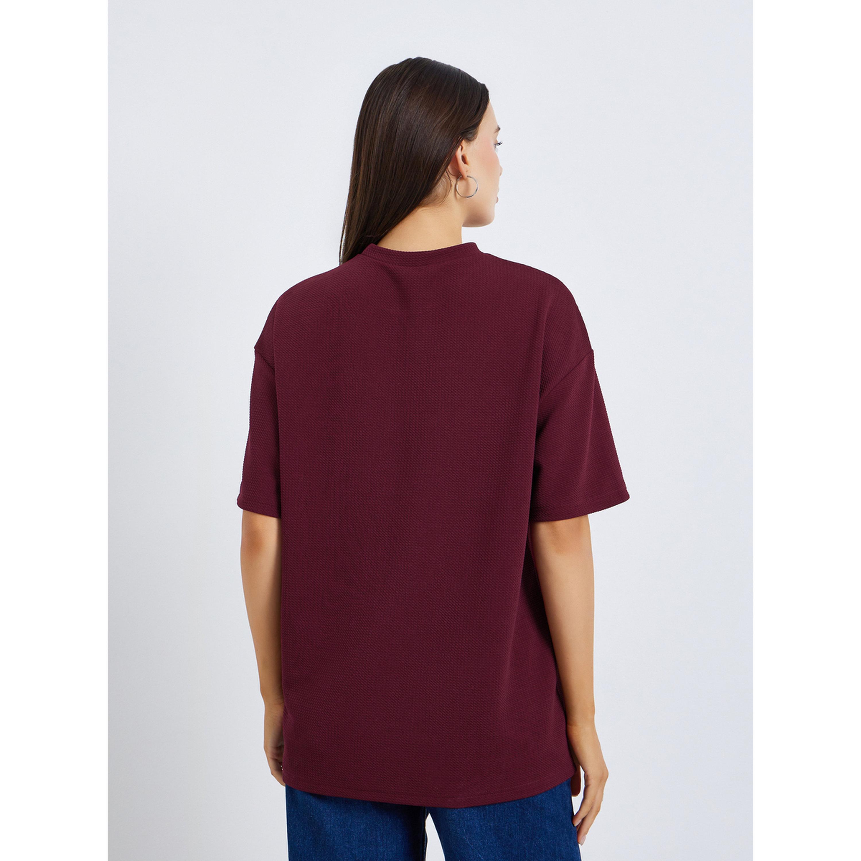 Styli Women Burgundy Slogan Oversized T-Shirt-women-clothing-tshirts-image-4