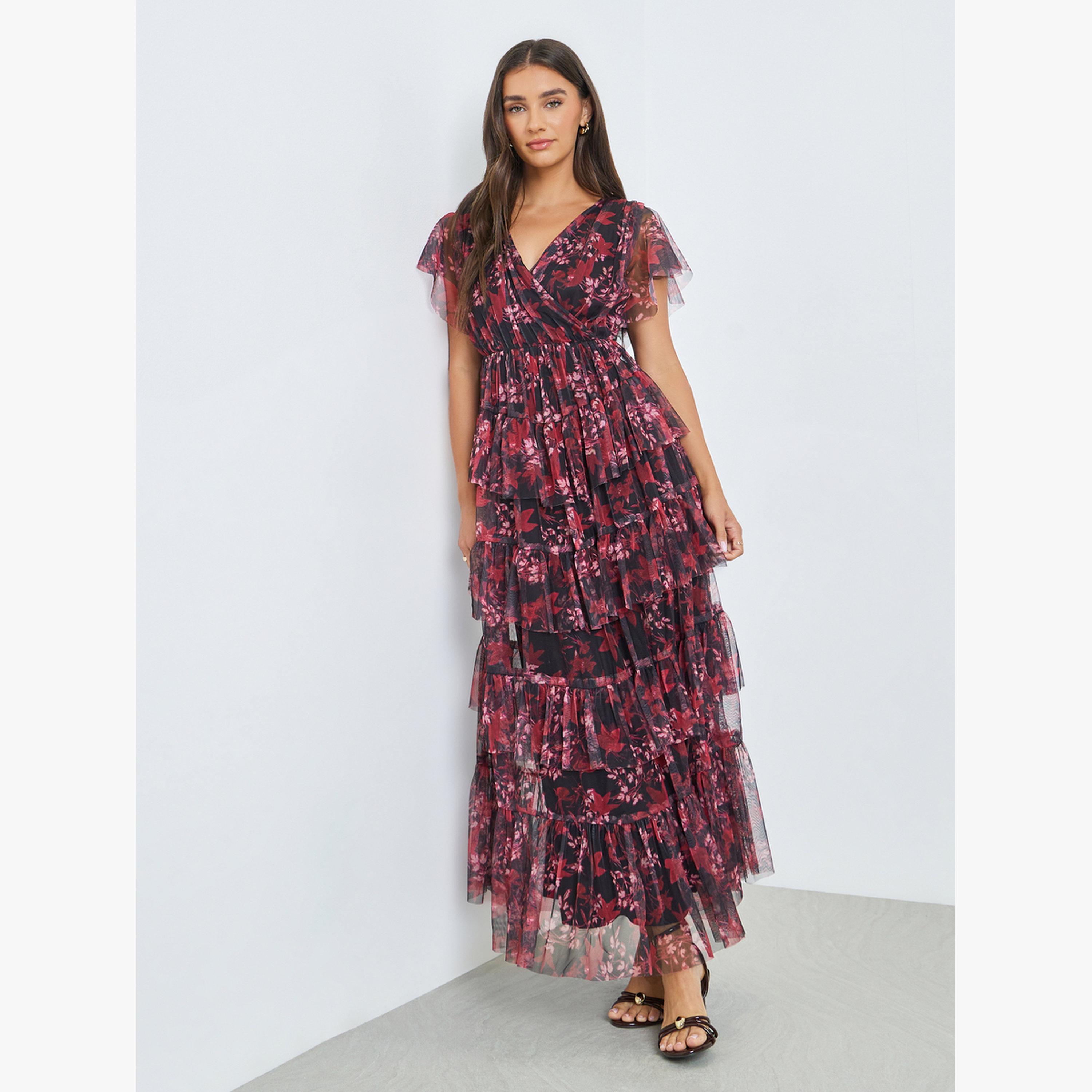 Styli Floral Layered Mesh Tiered Maxi Dress-women-clothing-dresses-image-3