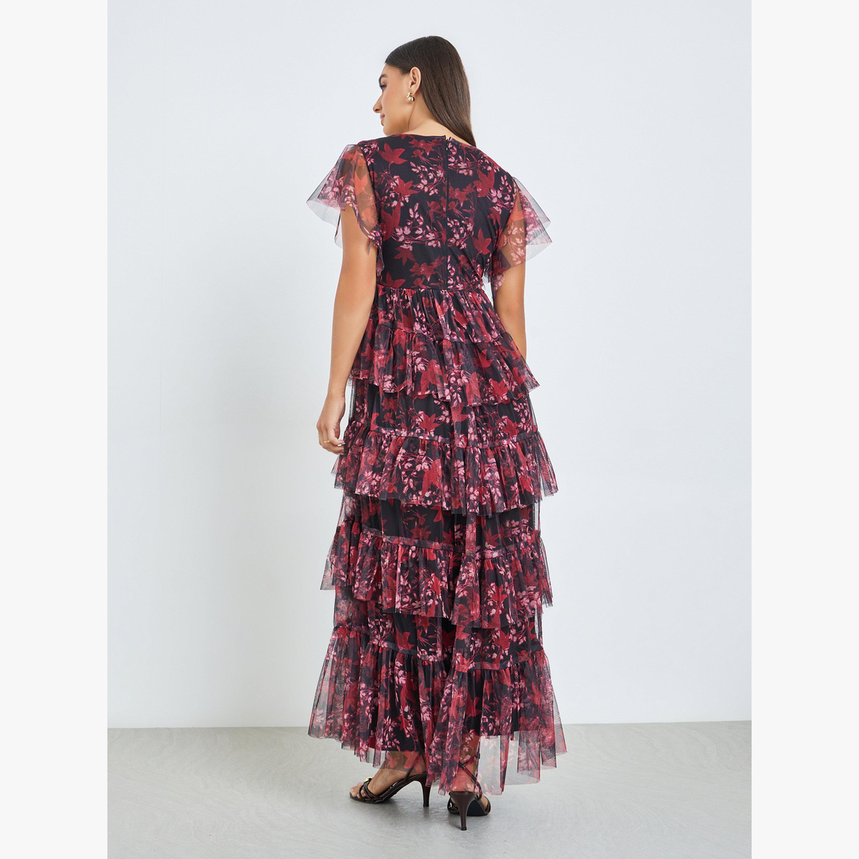 فستان طويل متعدد الطبقات بنقشة زهور-women-clothing-dresses-image-4
