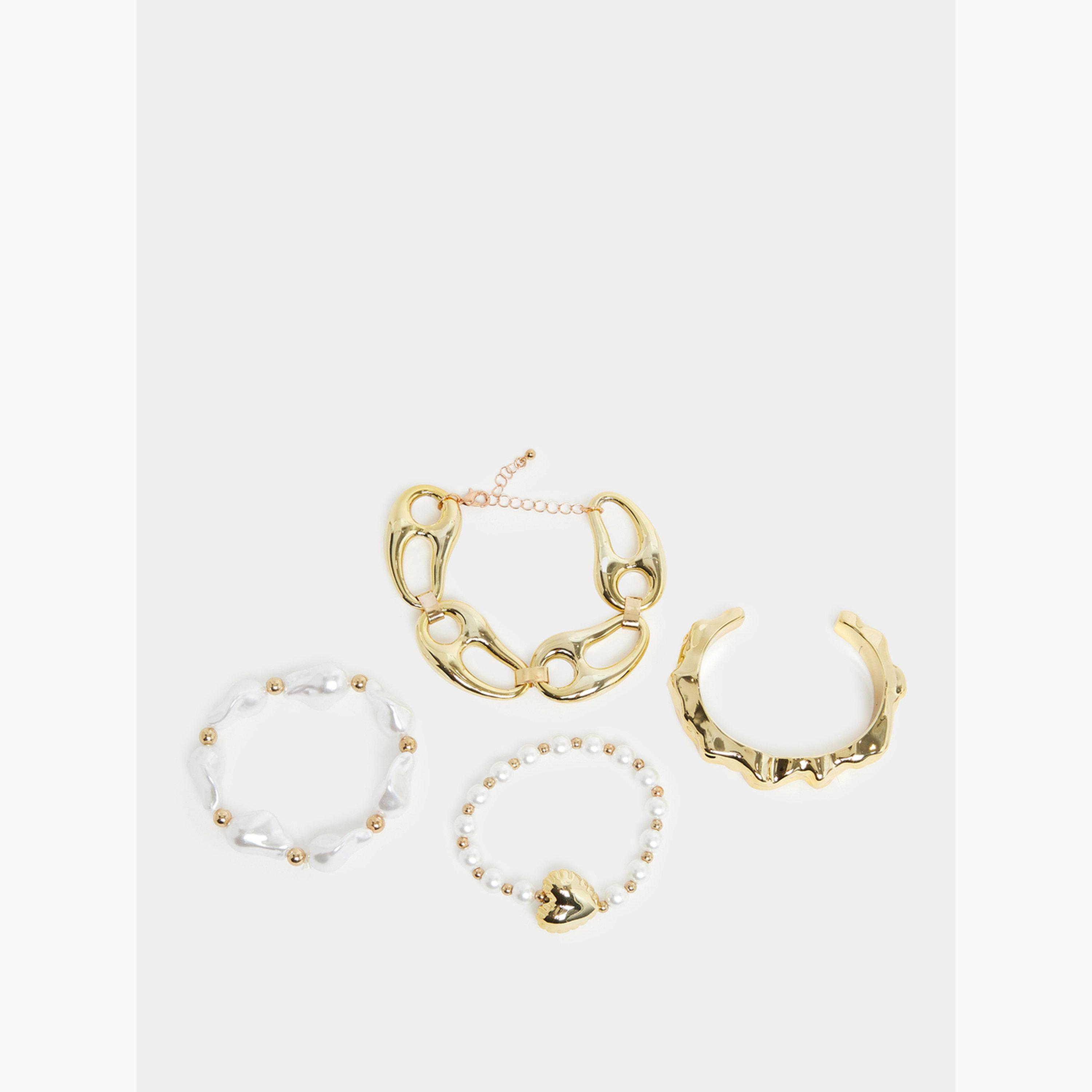 Styli Set of 4 - Golden Beaded Bracelet-women-watchesandjewellery-jewellery-banglesandbracelets-image-1