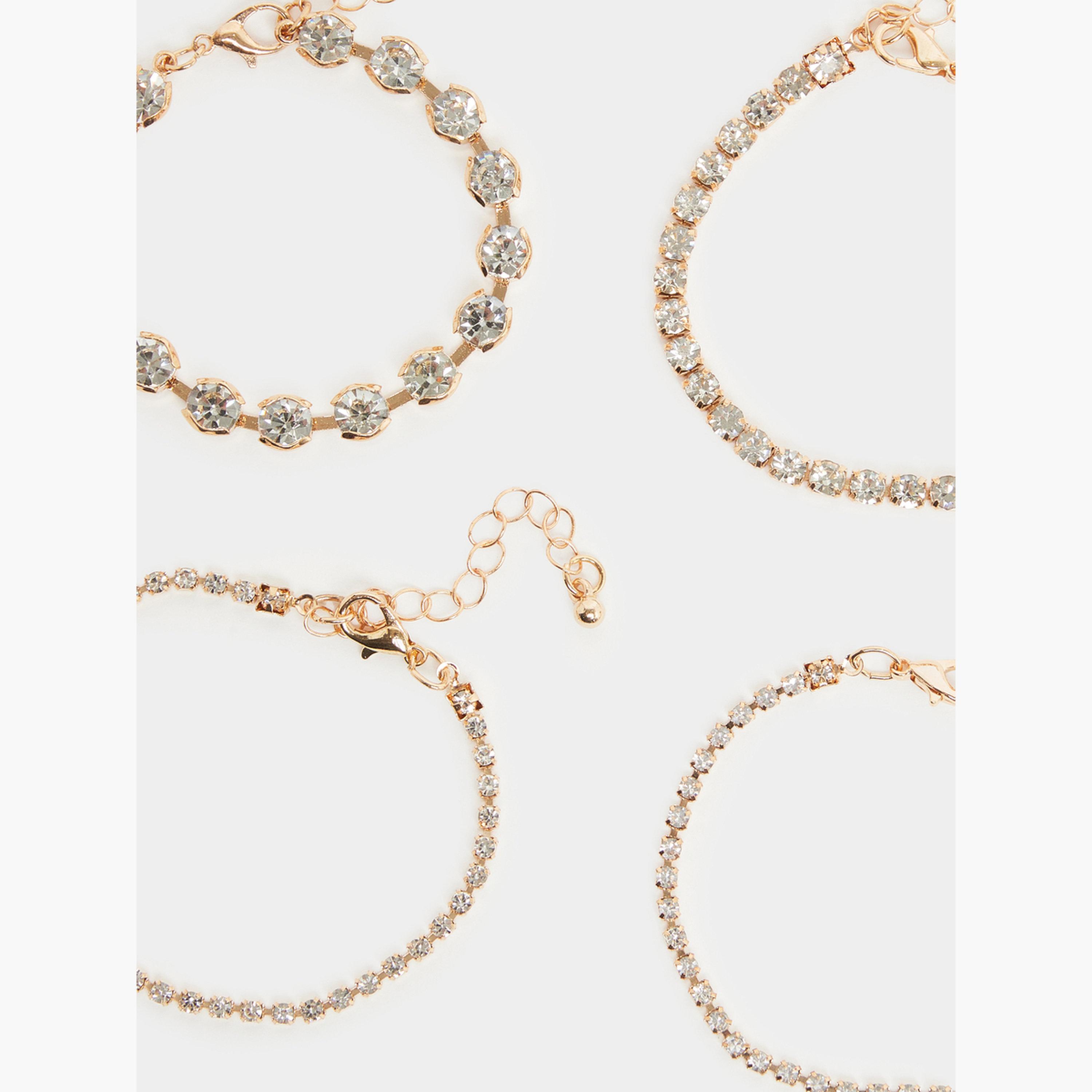 طقم 4 أساور مزينة باللون الذهبي-women-watchesandjewellery-jewellery-banglesandbracelets-image-3