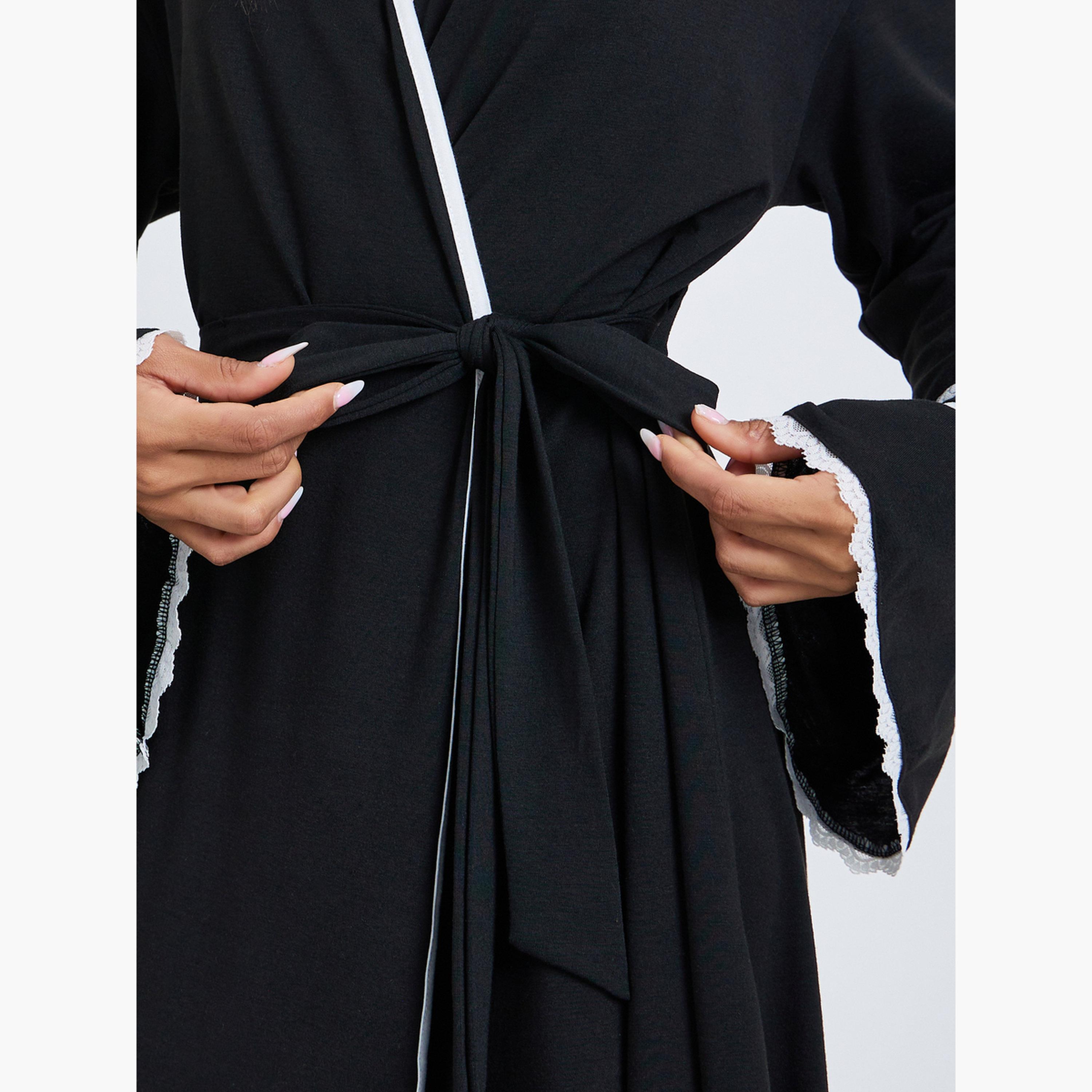 روب بأكمام واسعة وتفاصيل دانتيل-women-clothing-nightwear-robes-image-4