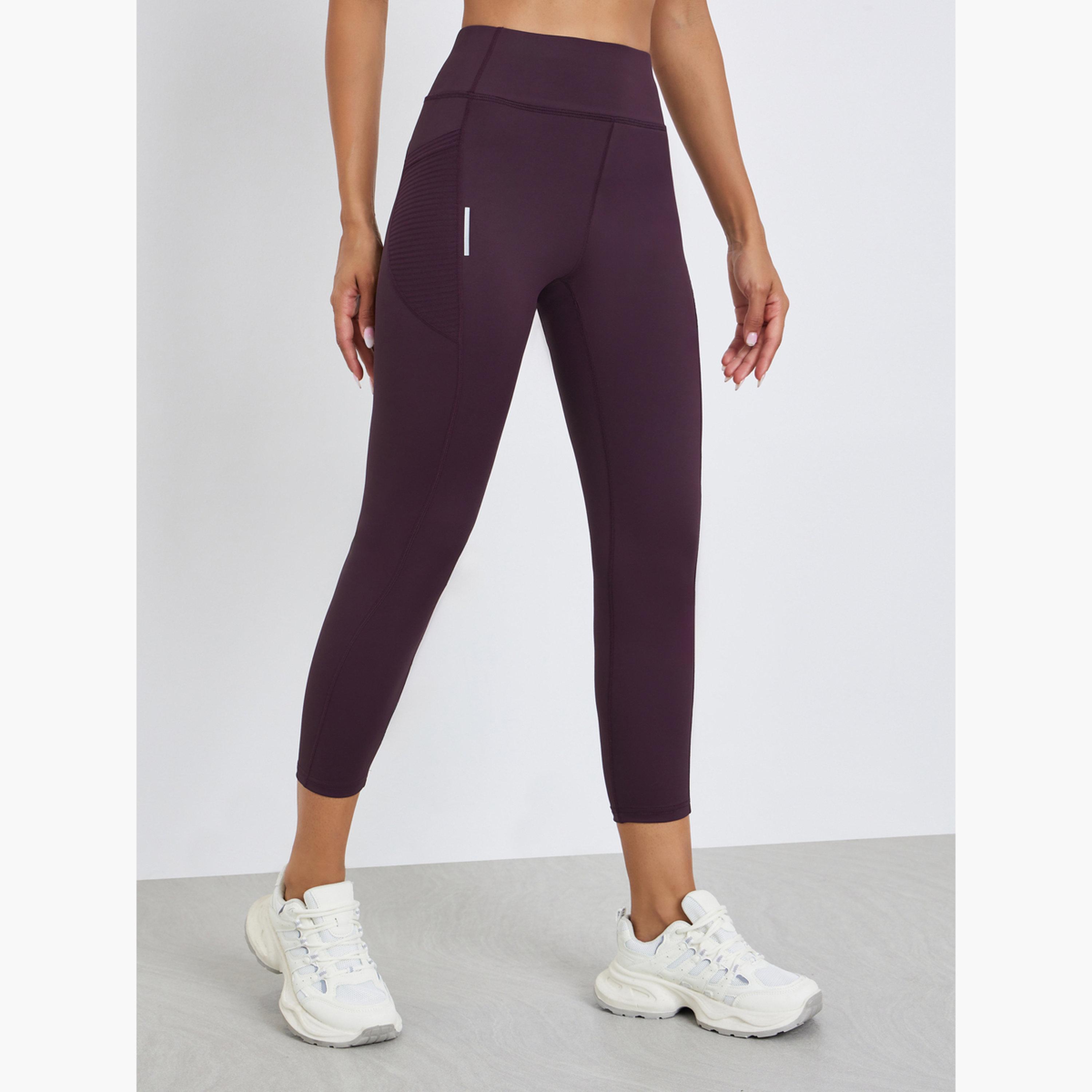 ليقنز بطول 7/8 بجيوب شبكية بارزة الملمس وخط عاكس-sports-women-clothing-joggersandtrackpants-image-1