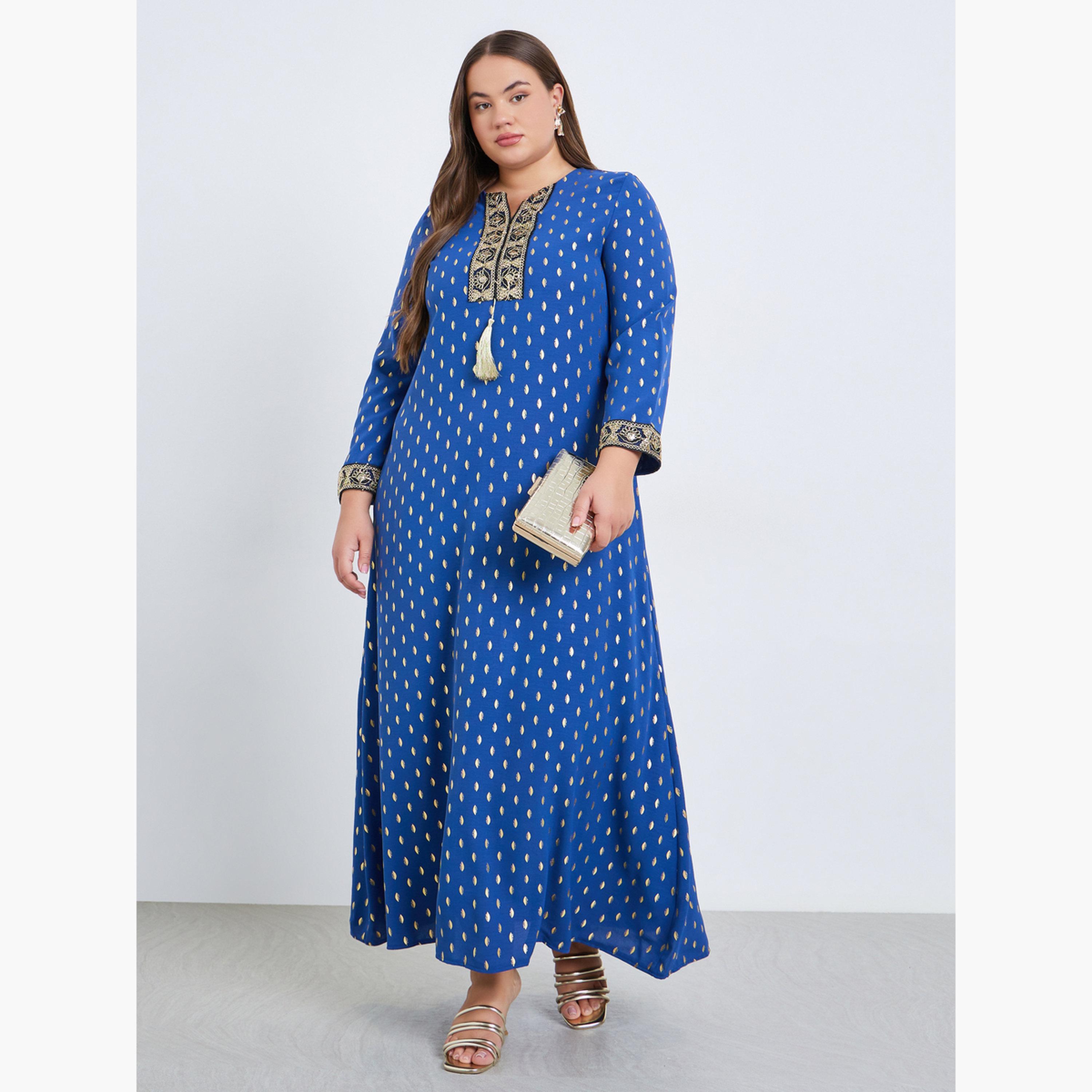 جلابية طويلة مزينة بمقاس كبير-women-arabicclothing-jalabiyas-image-1