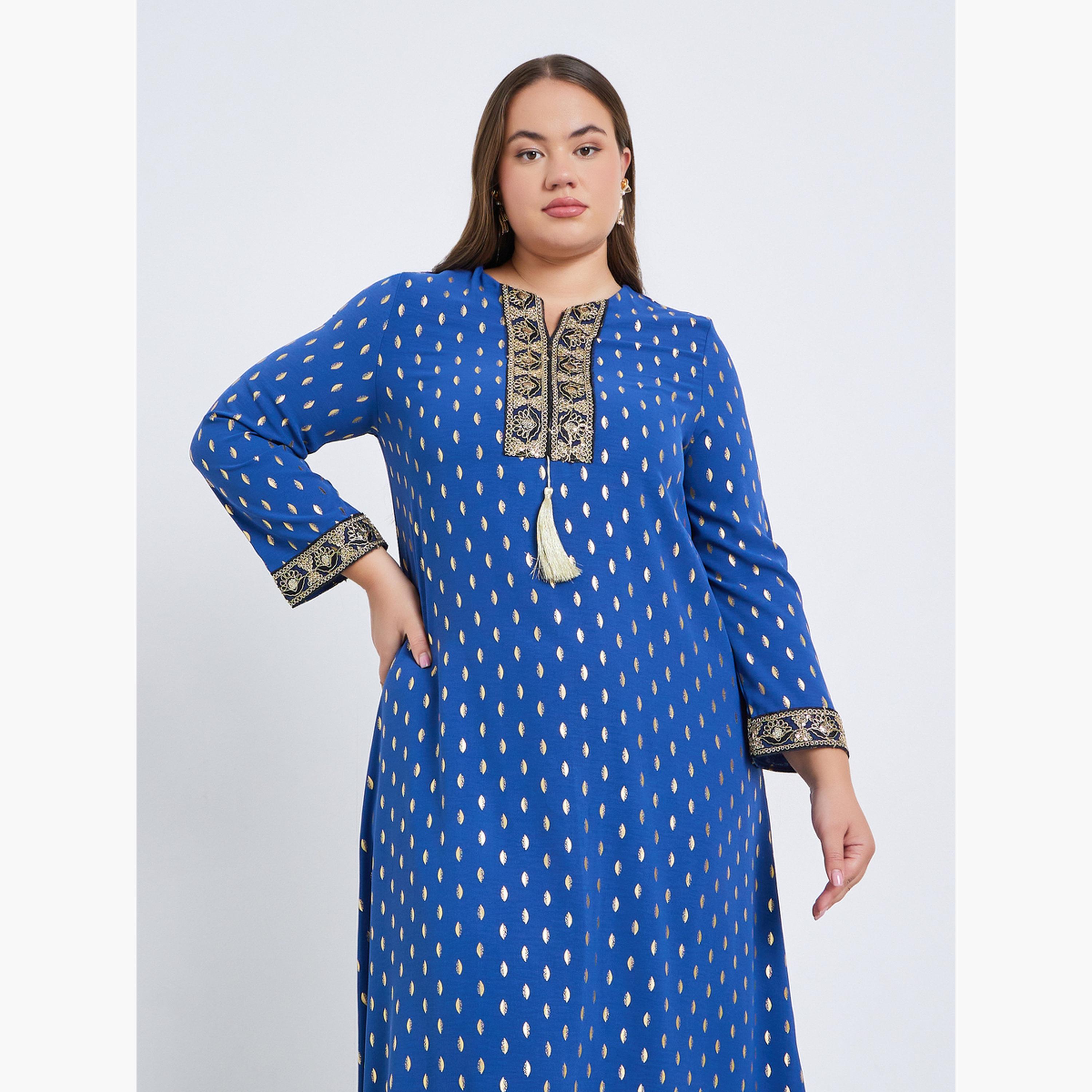 جلابية طويلة مزينة بمقاس كبير-women-arabicclothing-jalabiyas-image-2