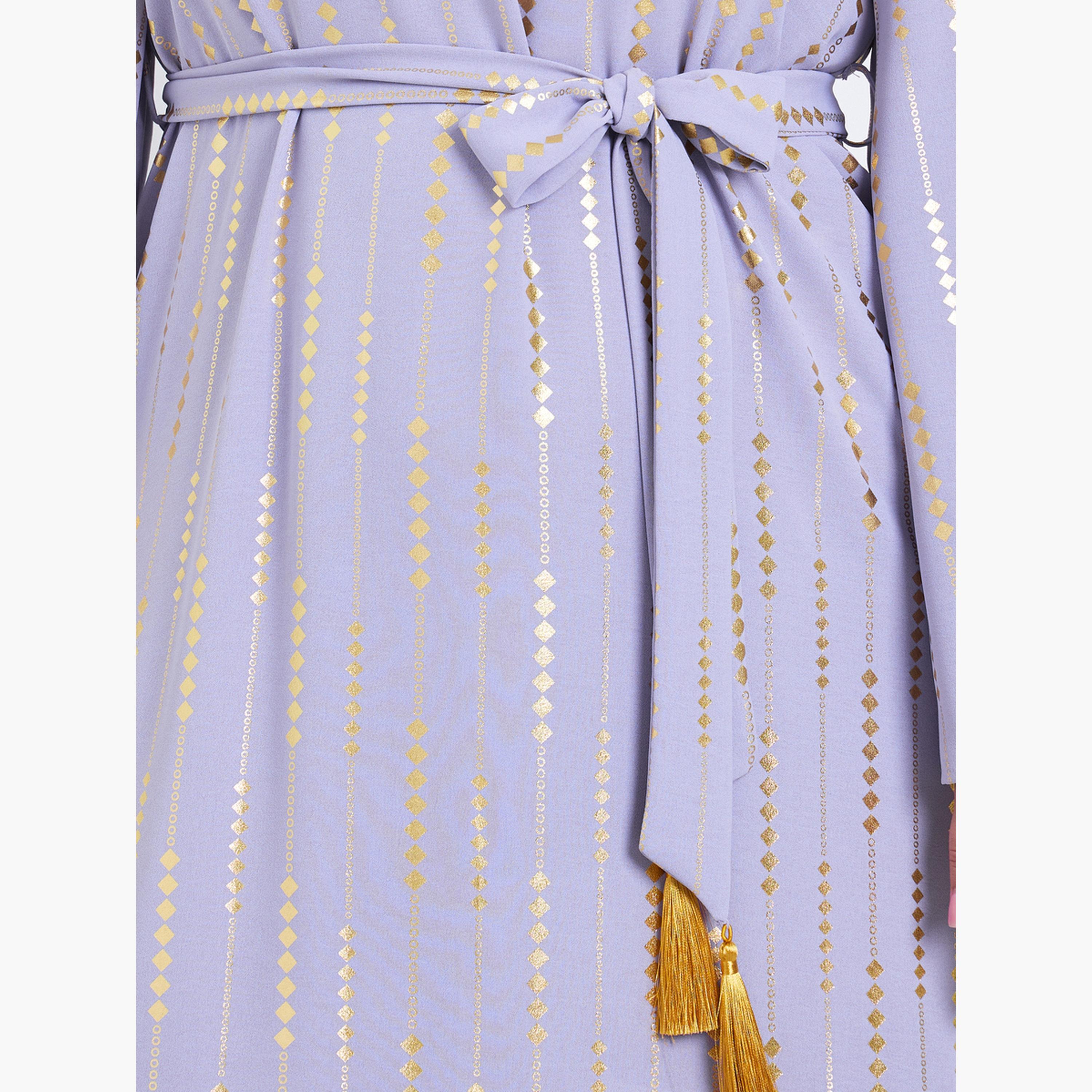 جلابية طويلة بمقاس كبير بطبعة فويل ورباط خصر-women-arabicclothing-jalabiyas-image-4