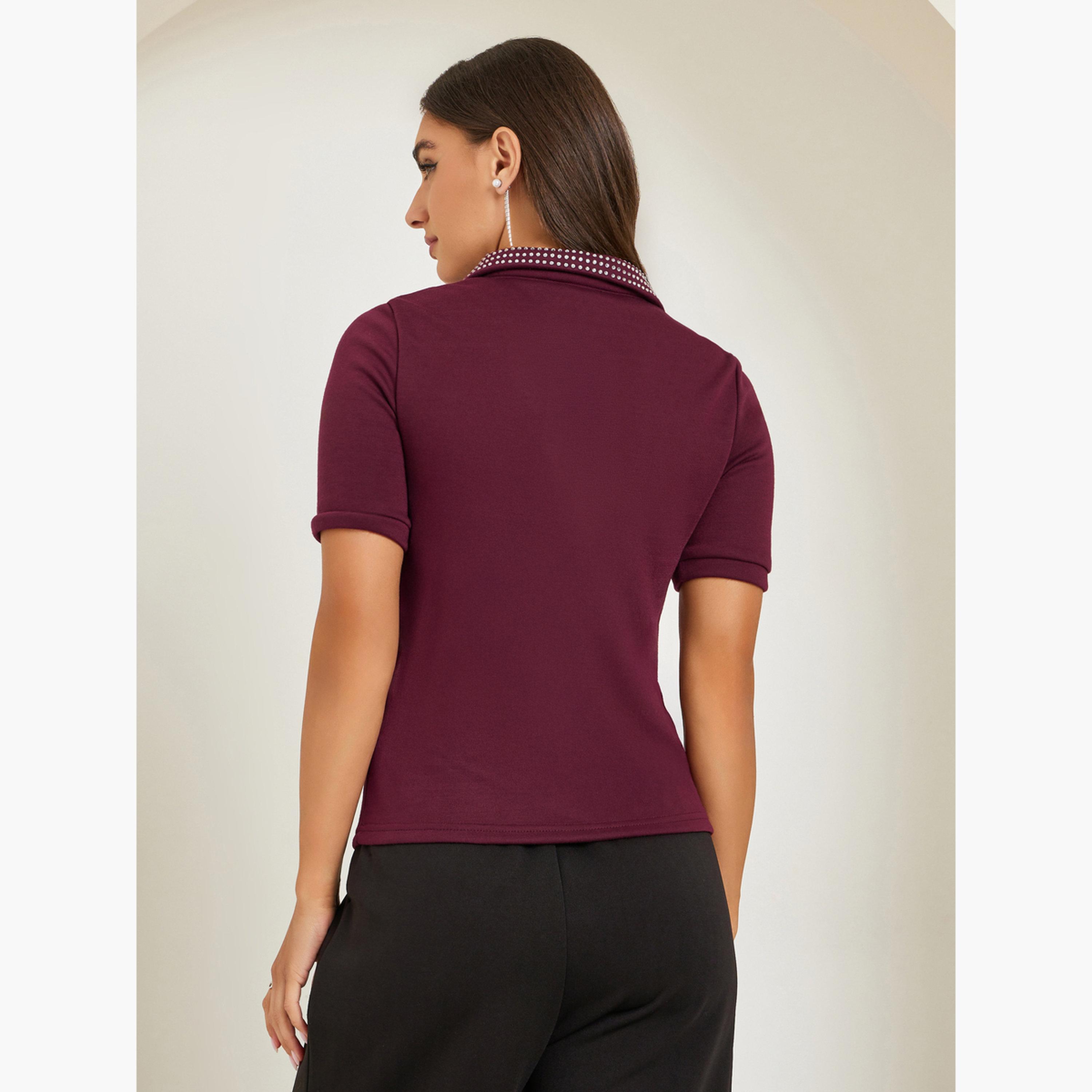 تيشيرت بولو بياقة مزينة-women-clothing-tshirts-image-6