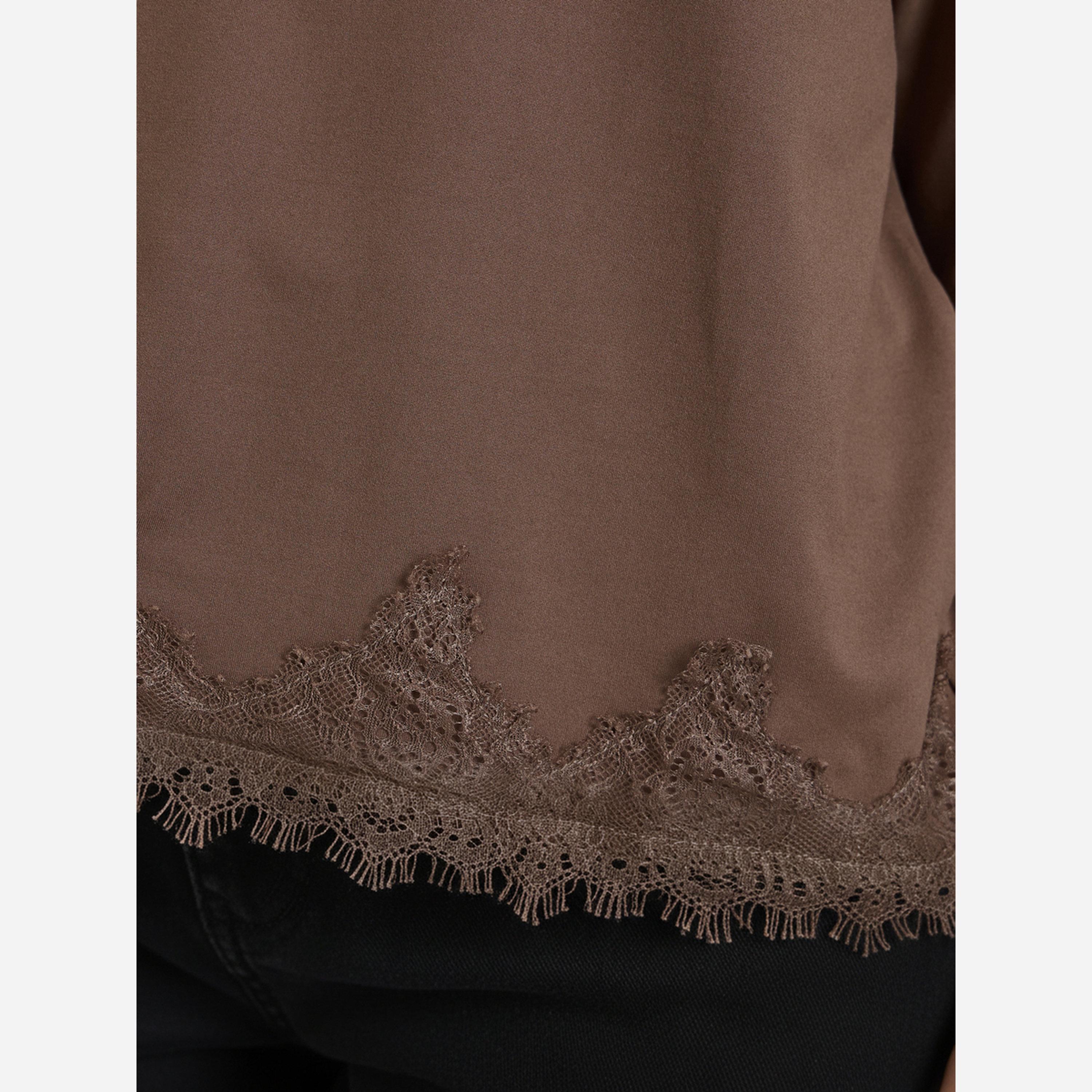 Styli Women Brown Lace Hem Oversized T-Shirt-women-clothing-tshirts-image-4