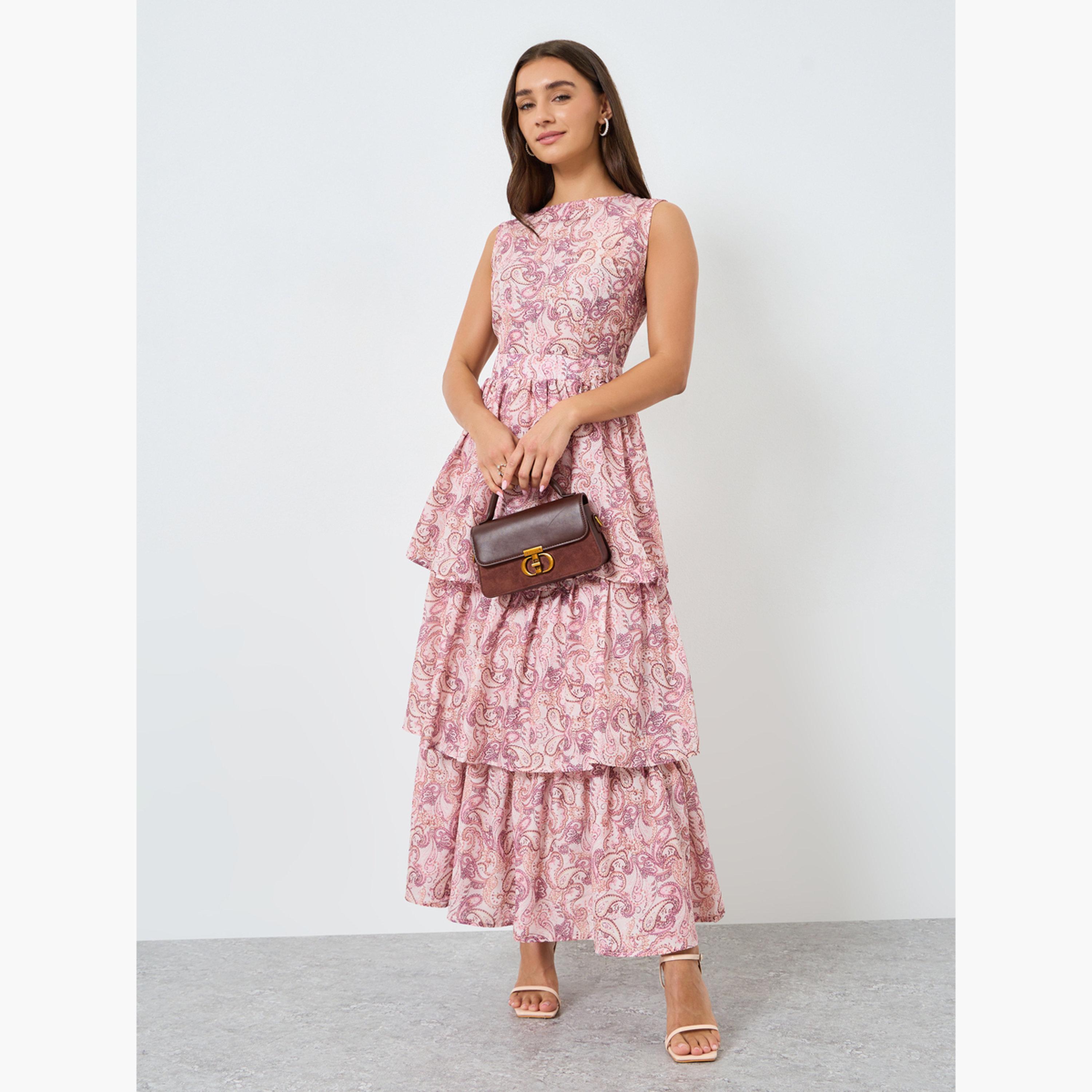 فستان طويل بطبقات ونقشة بيزلي-women-clothing-dresses-image-1