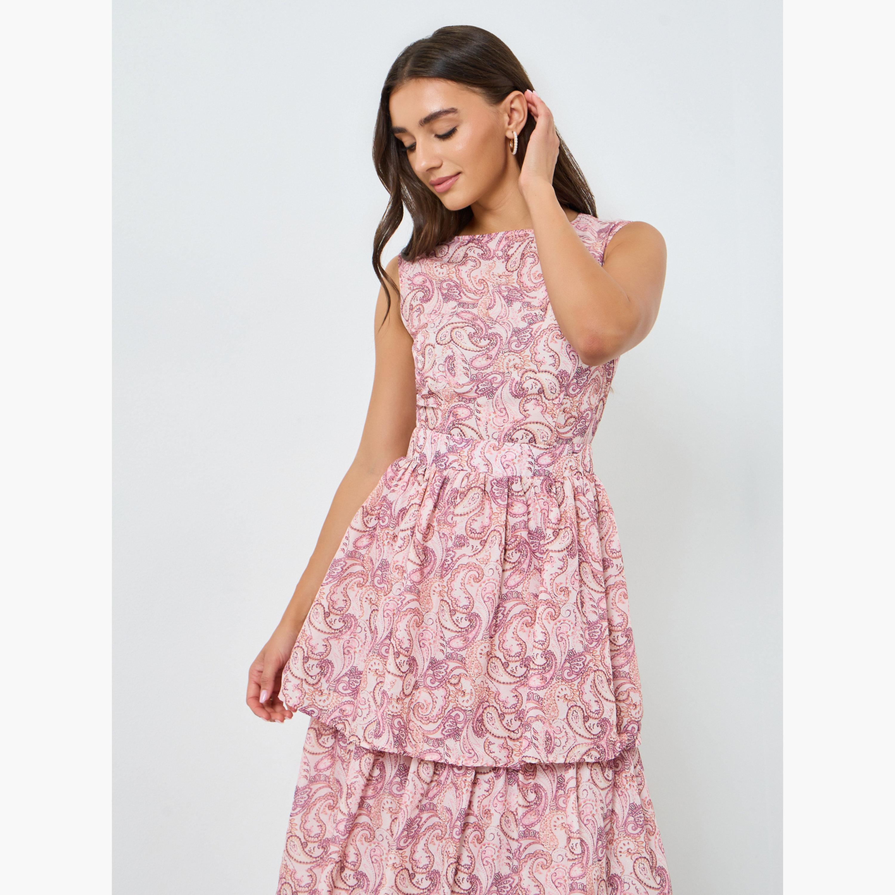 فستان طويل بطبقات ونقشة بيزلي-women-clothing-dresses-image-2