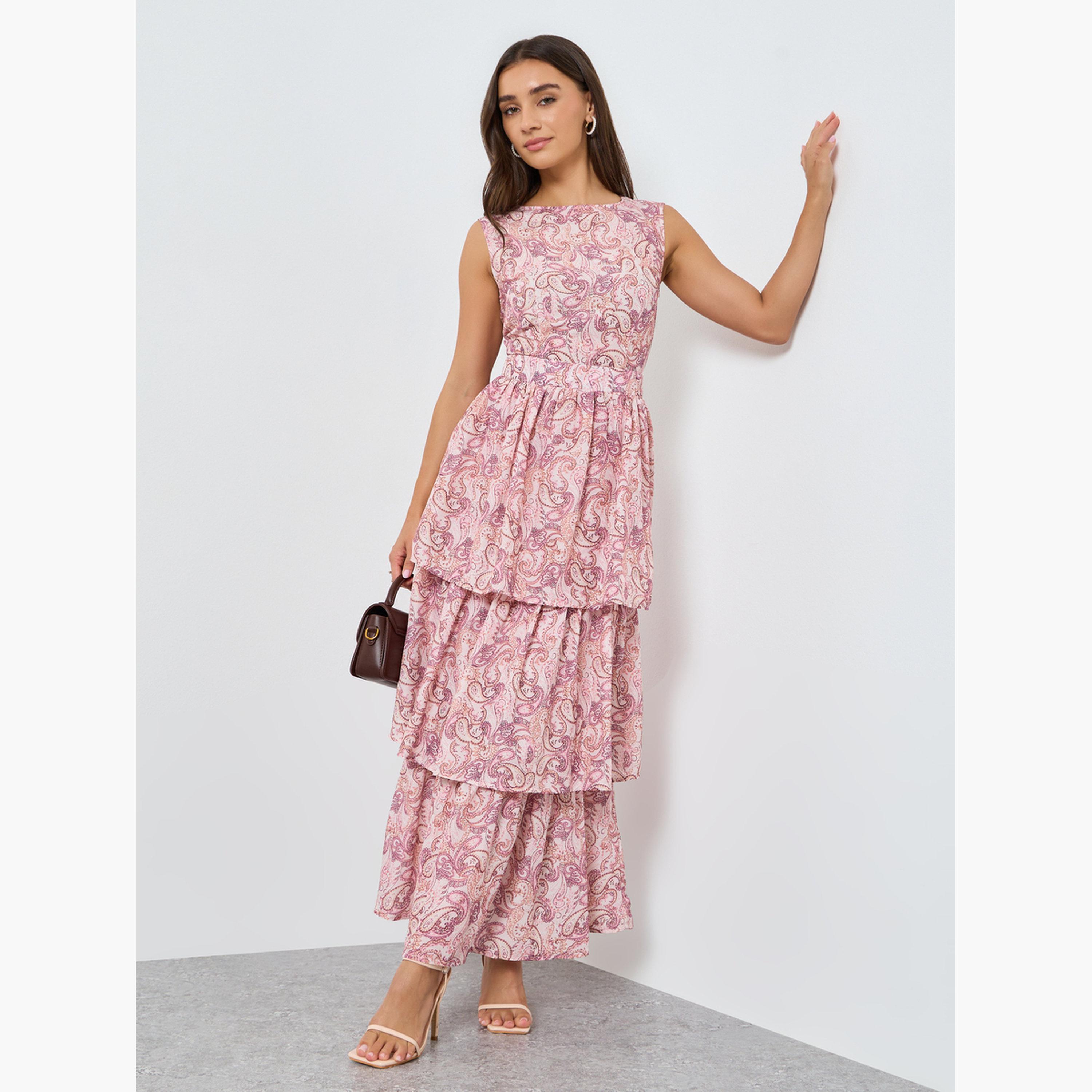 فستان طويل بطبقات ونقشة بيزلي-women-clothing-dresses-image-3