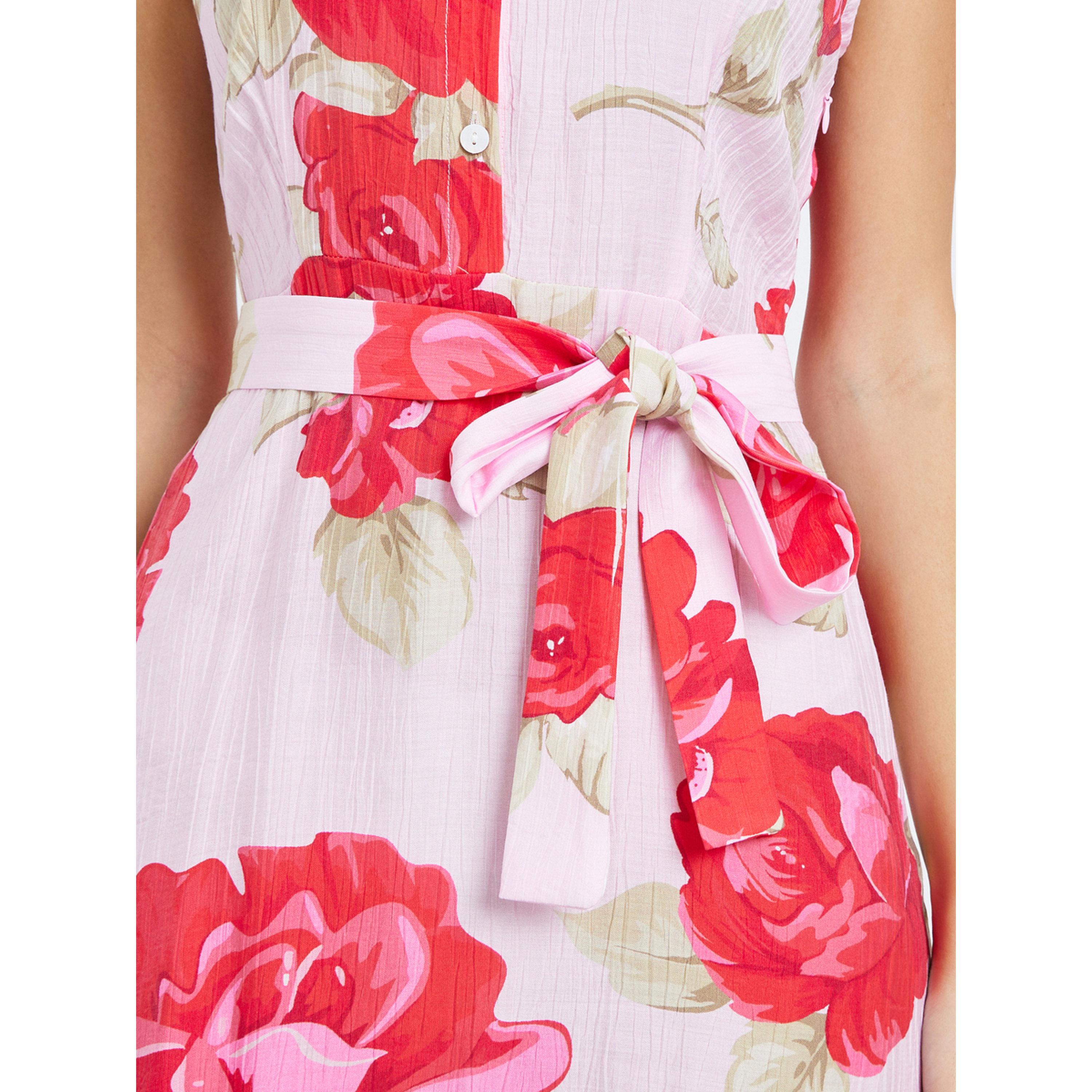 فستان طويل نسائي بتصميم قميص بلا أكمام وطبعة ورد-women-clothing-dresses-image-4