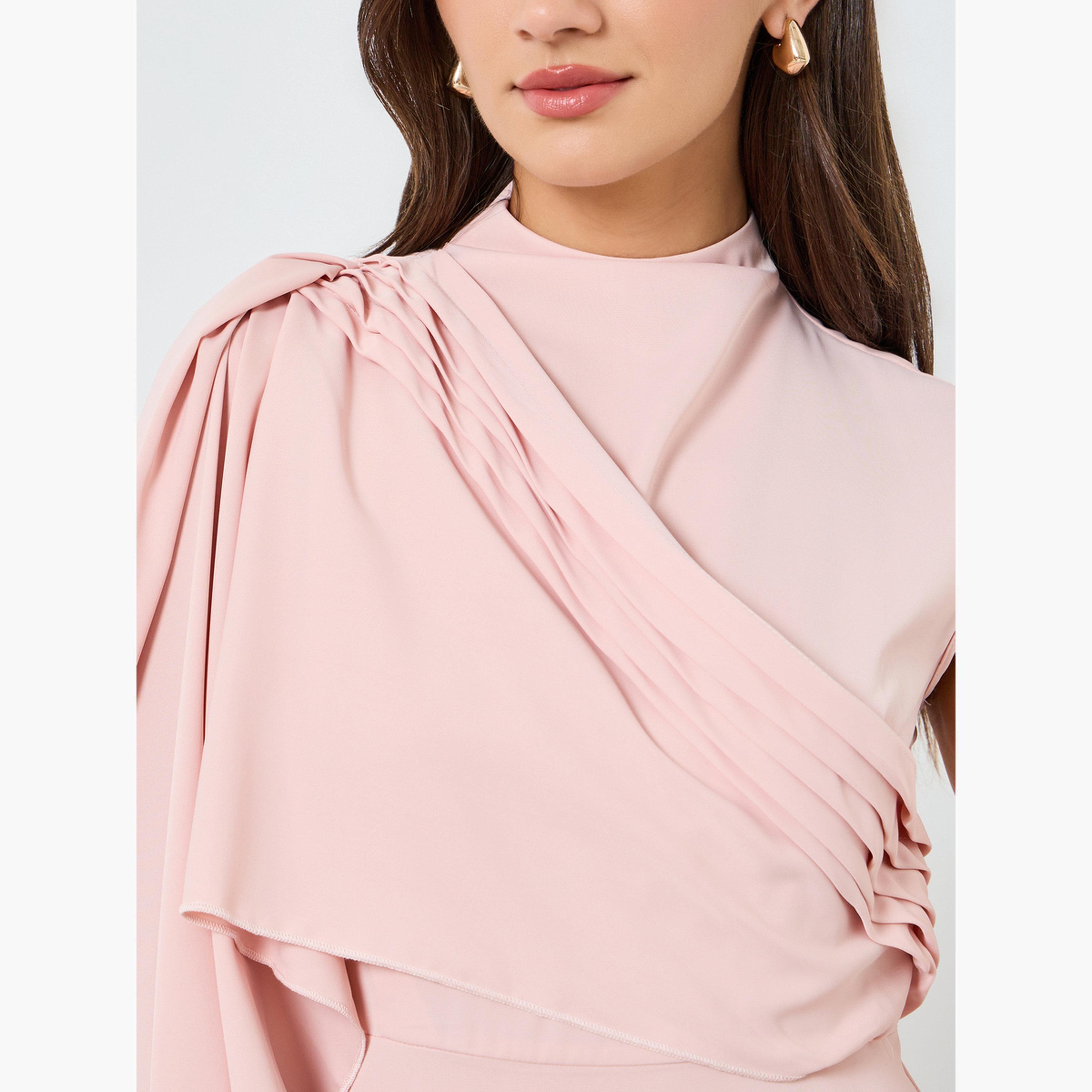 فستان طويل بأكمام طويلة وتصميم كيب وواسع من الأسفل-women-clothing-dresses-image-5