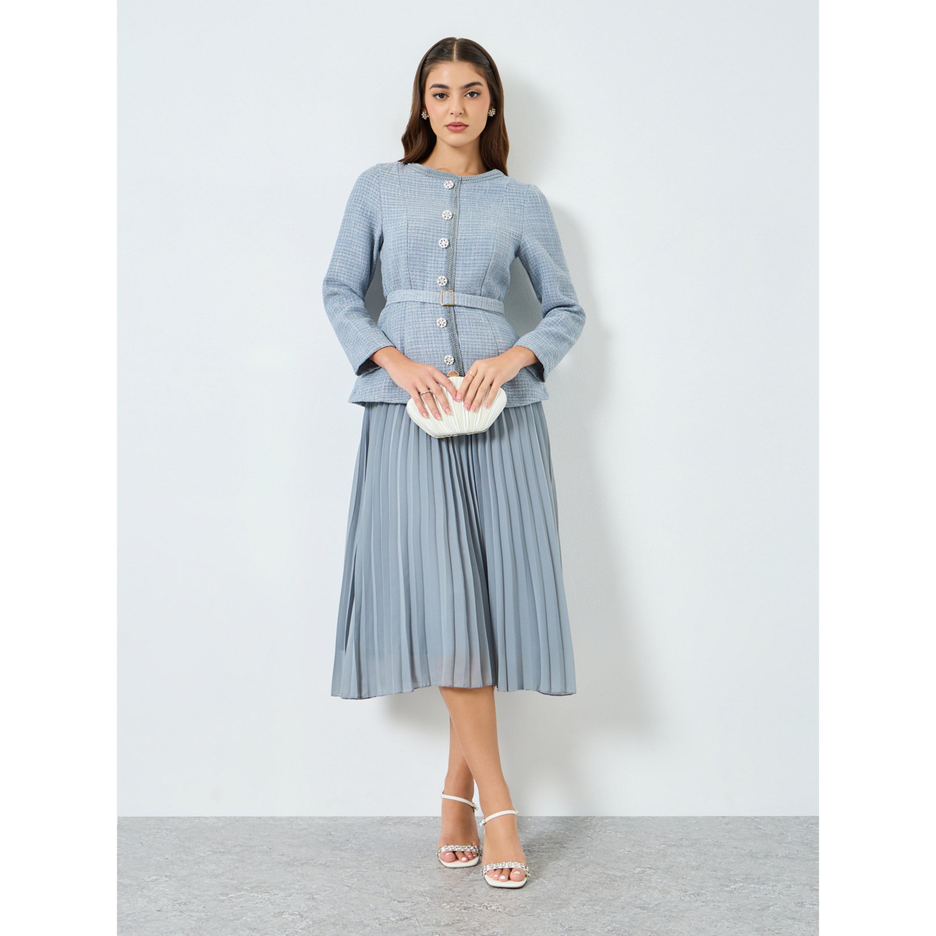 فستان ميدي تويد مع حزام-women-clothing-dresses-image-1