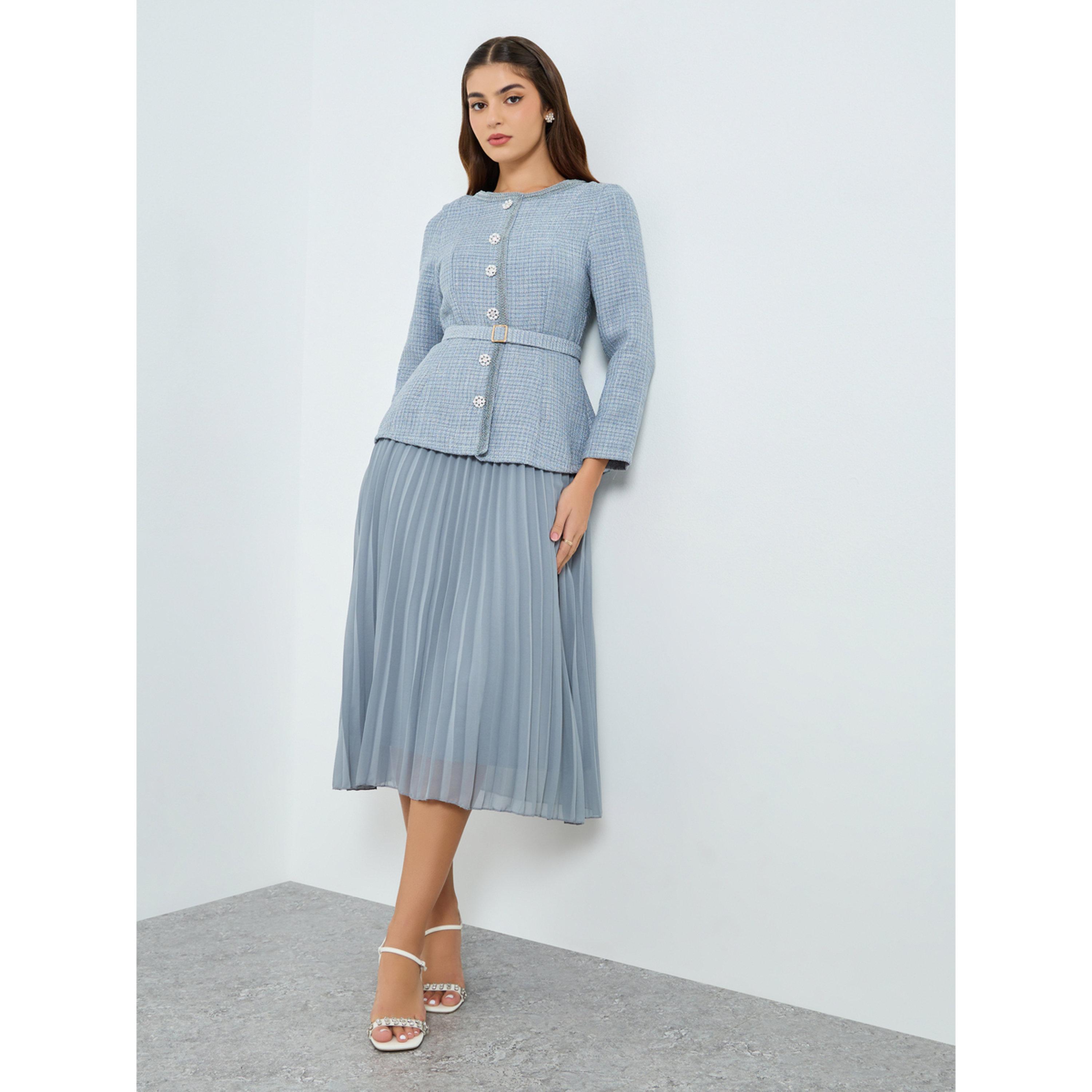 فستان ميدي تويد مع حزام-women-clothing-dresses-image-2