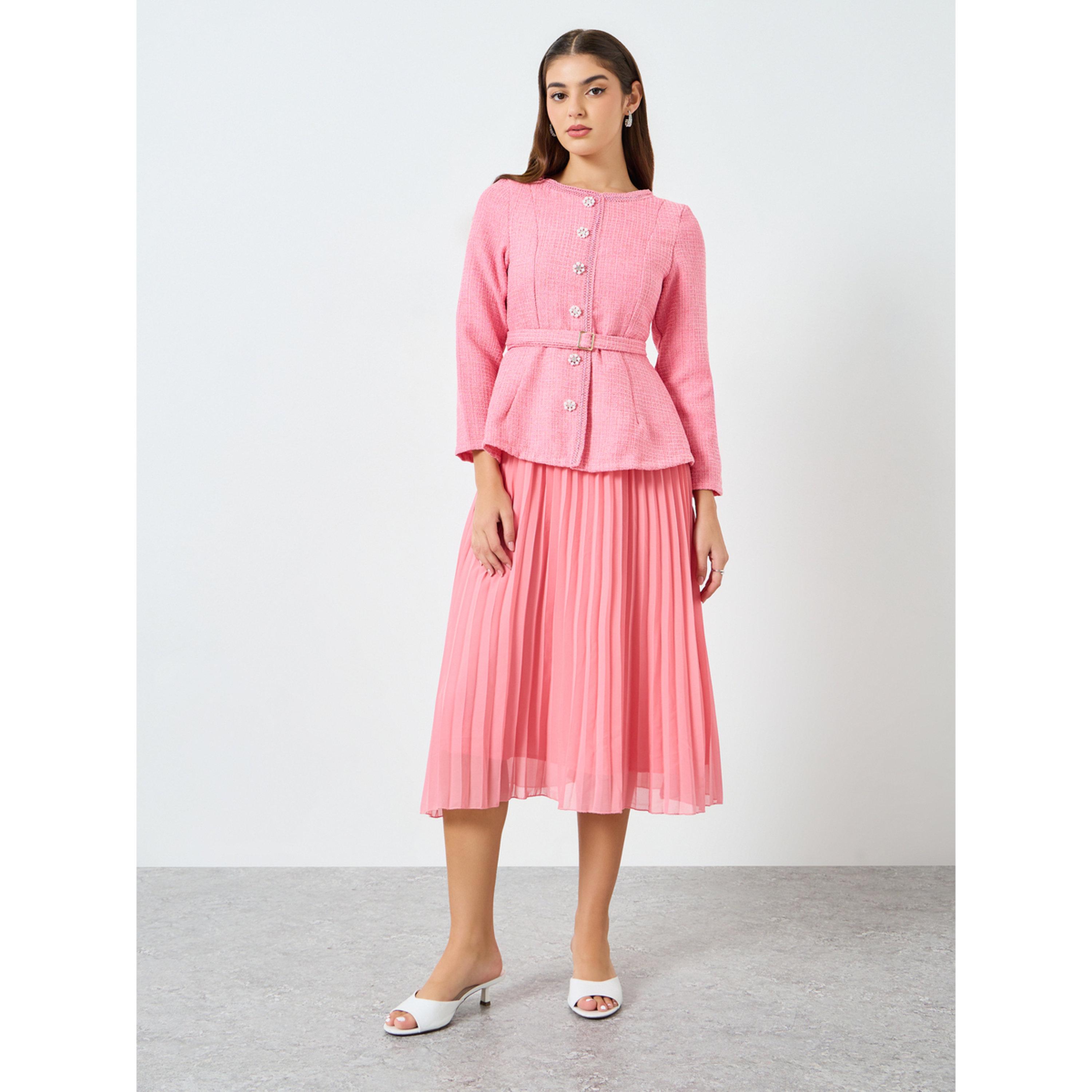 فستان ميدي تويد مع حزام-women-clothing-dresses-image-1
