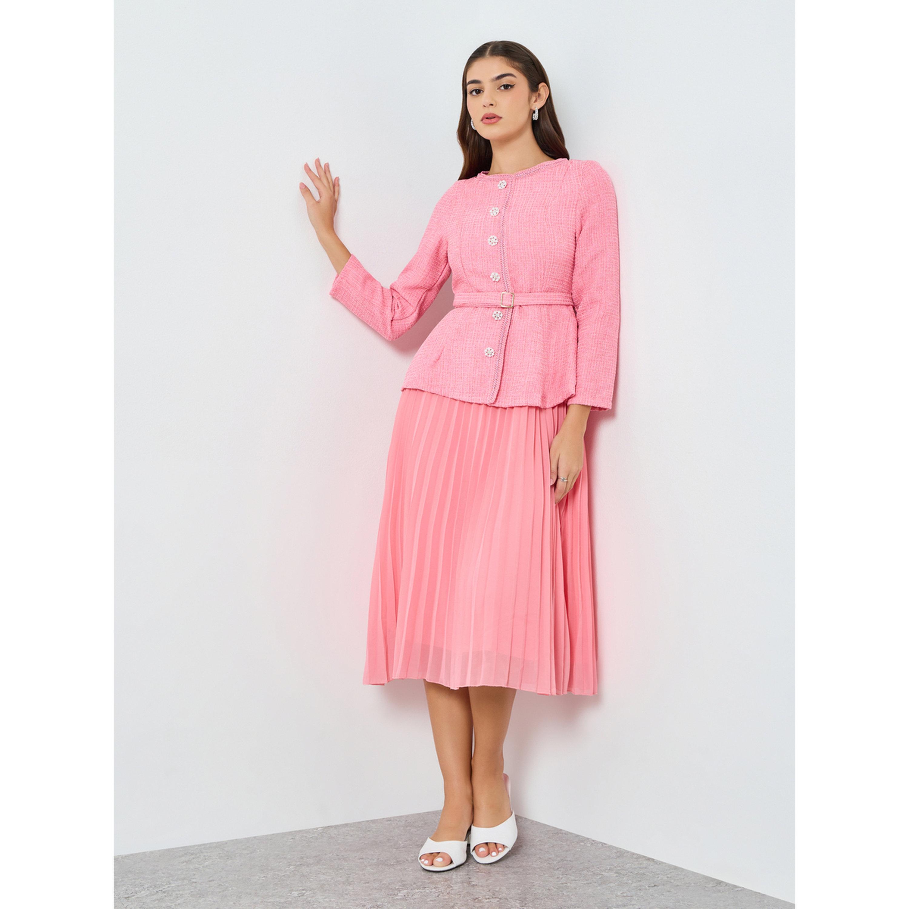 فستان ميدي تويد مع حزام-women-clothing-dresses-image-2