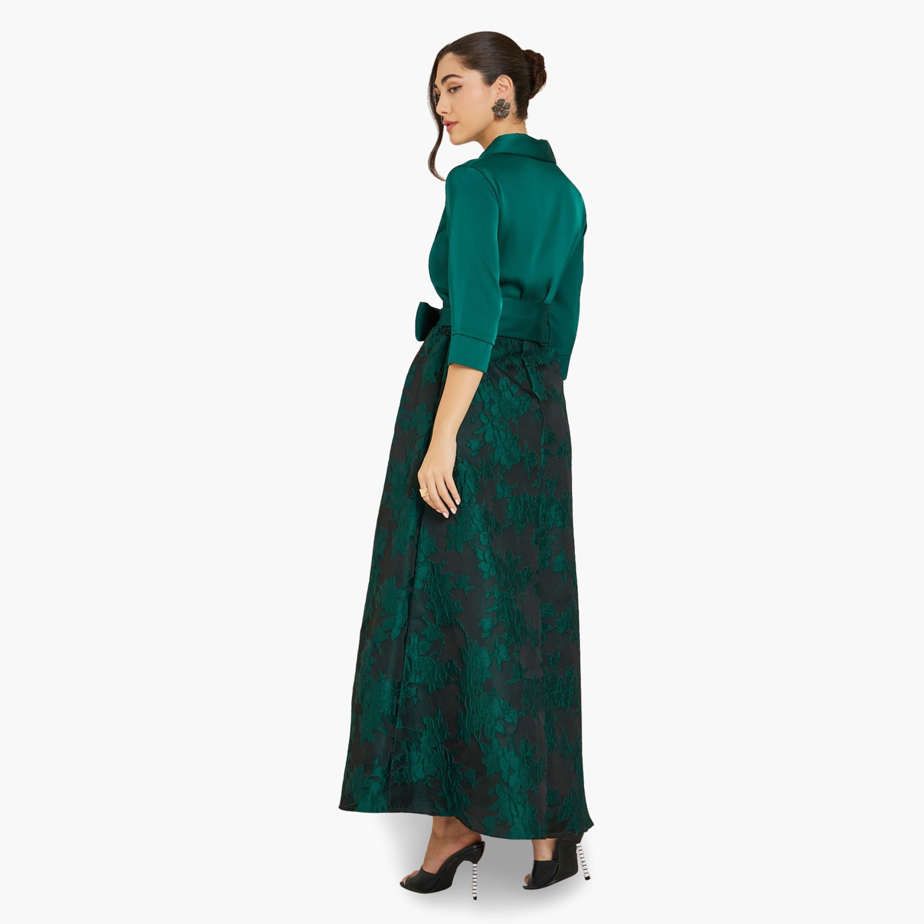 فستان طويل بطبعة زهور وربطة بحافة واسعة-women-clothing-dresses-image-4