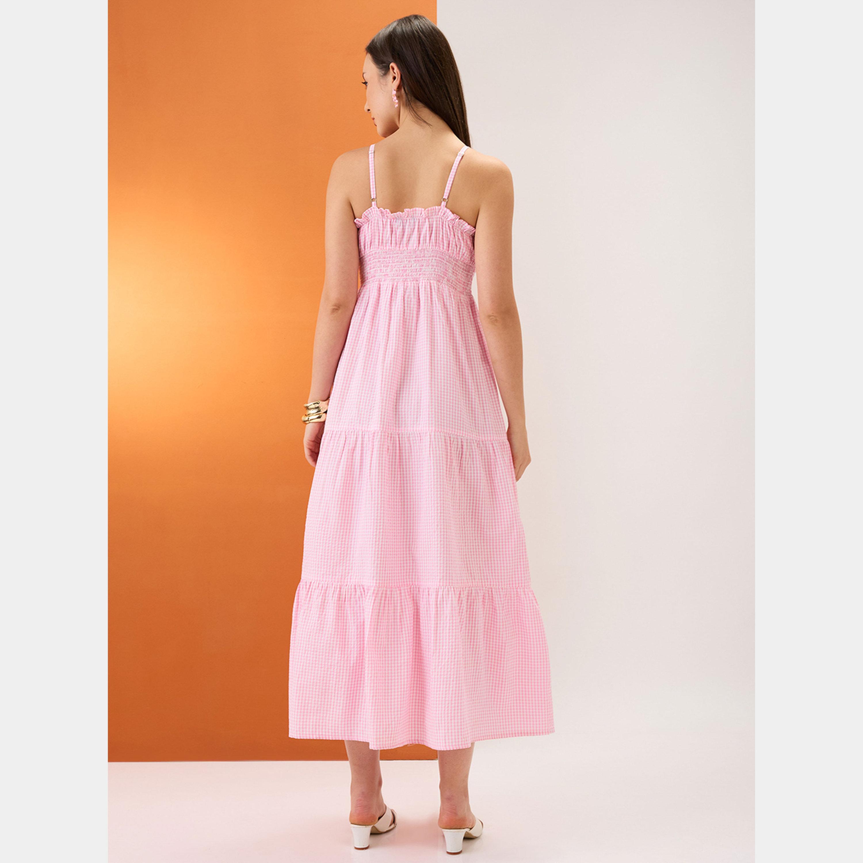 غلوبوص × ستايلي - فستان ماكسي وردي منقوش برقبة مربعة وحزام للنساء حرف A-women-clothing-dresses-image-3