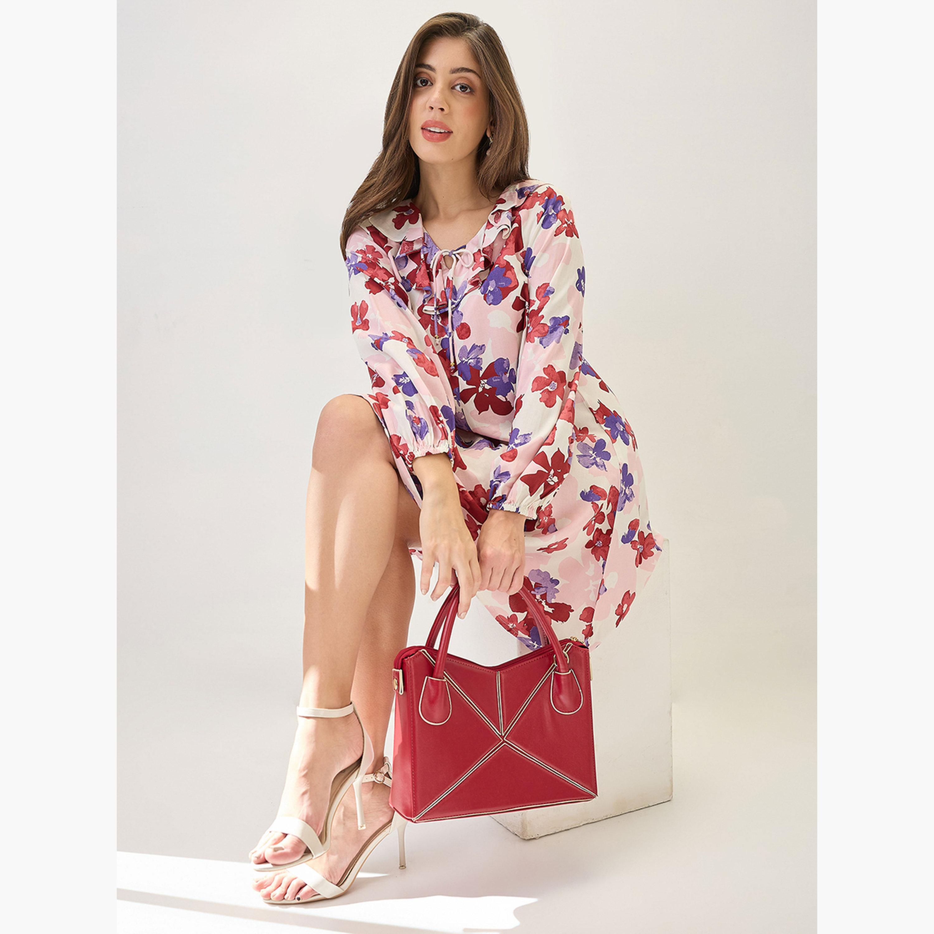 غلوبوص × ستايلي - فستان قصير بأكمام طويلة وطبعة زهور-women-clothing-dresses-image-2