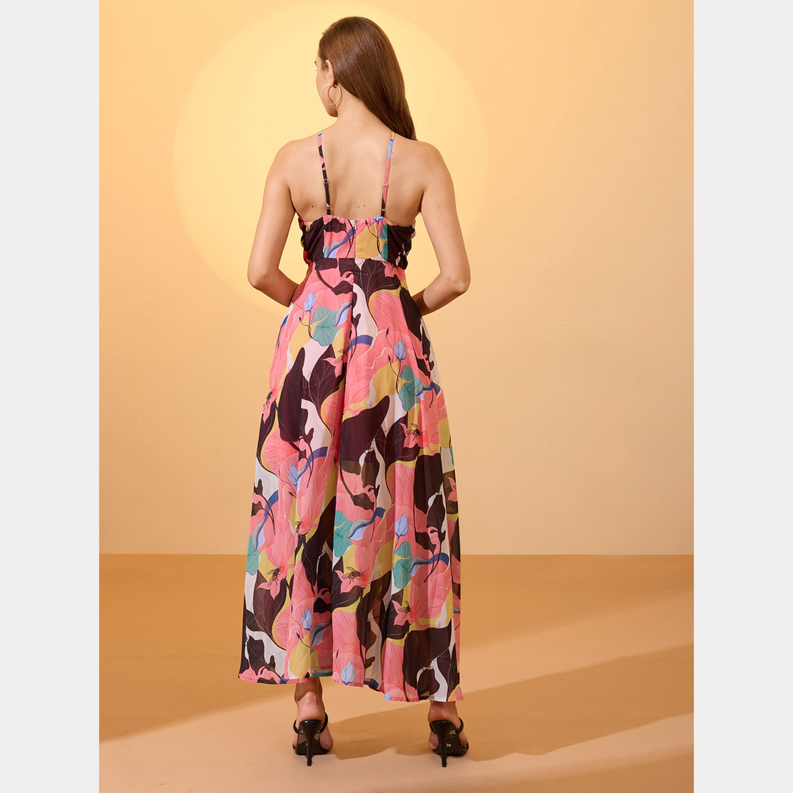 غلوبوص × ستايلي - فستان ماكسي نسائي بدون أكمام رقبة حرف A طباعة تجريدية-women-clothing-dresses-image-3