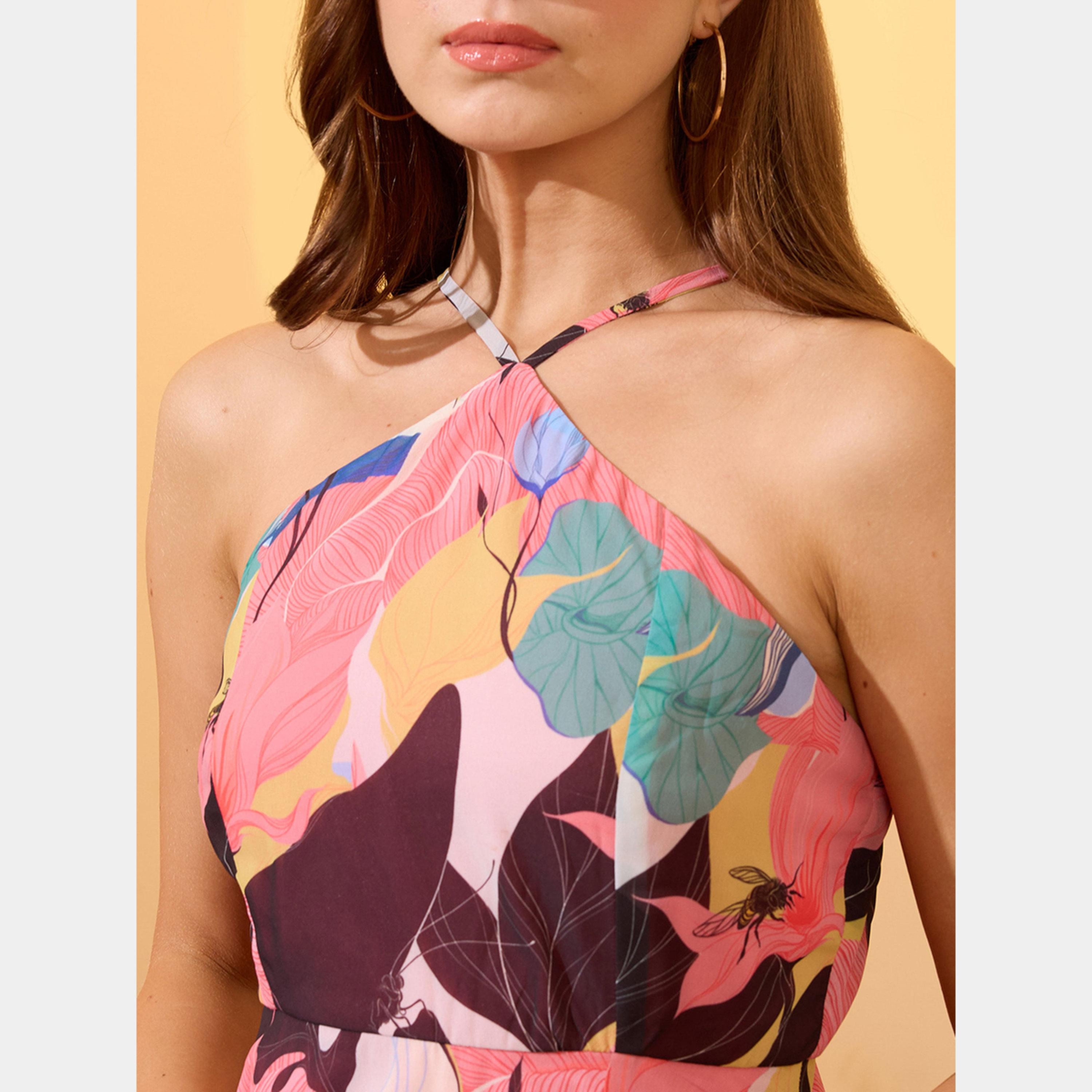 غلوبوص × ستايلي - فستان ماكسي نسائي بدون أكمام رقبة حرف A طباعة تجريدية-women-clothing-dresses-image-4