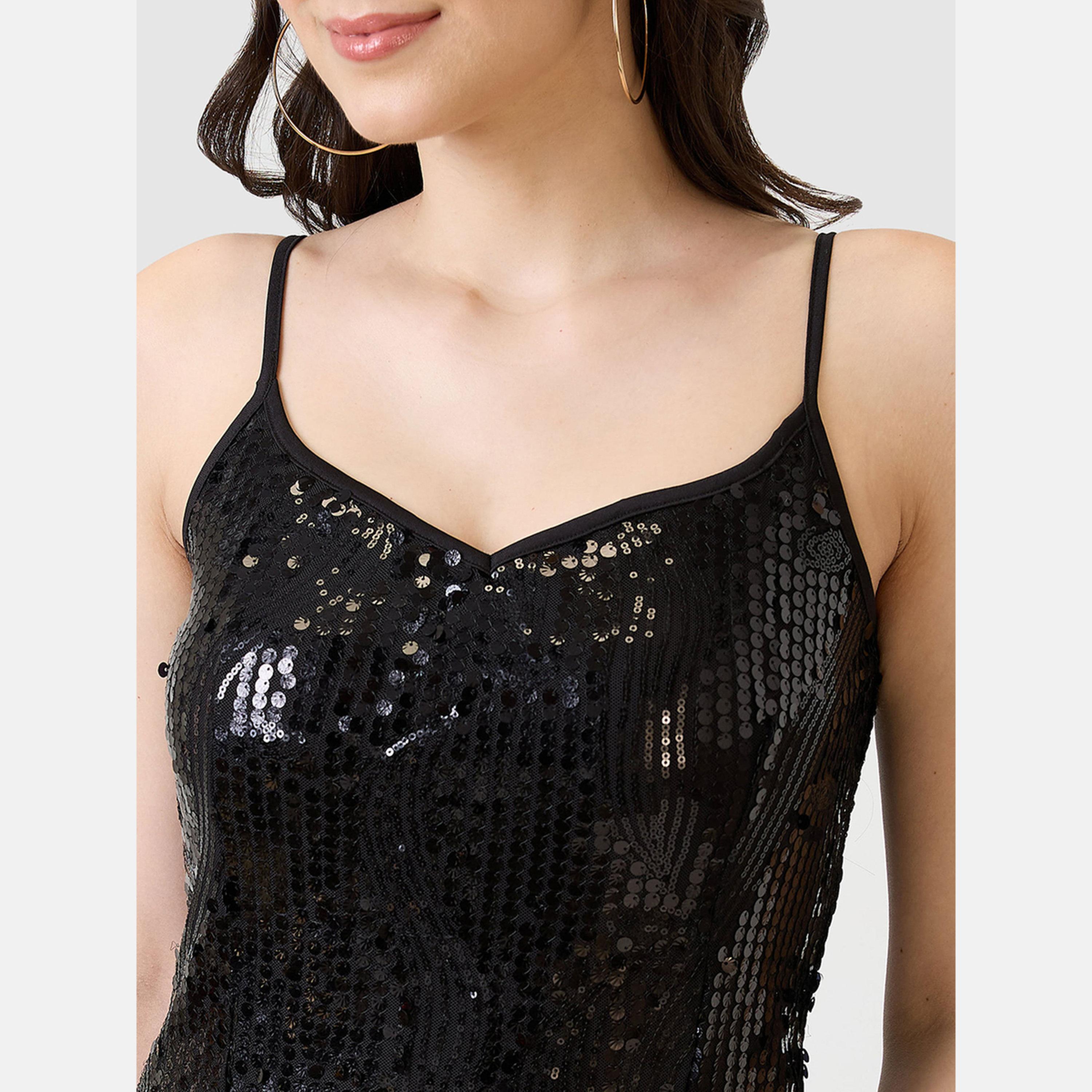 Globus X Styli Black Sequin Mini Bodycon Dress-women-clothing-dresses-image-4