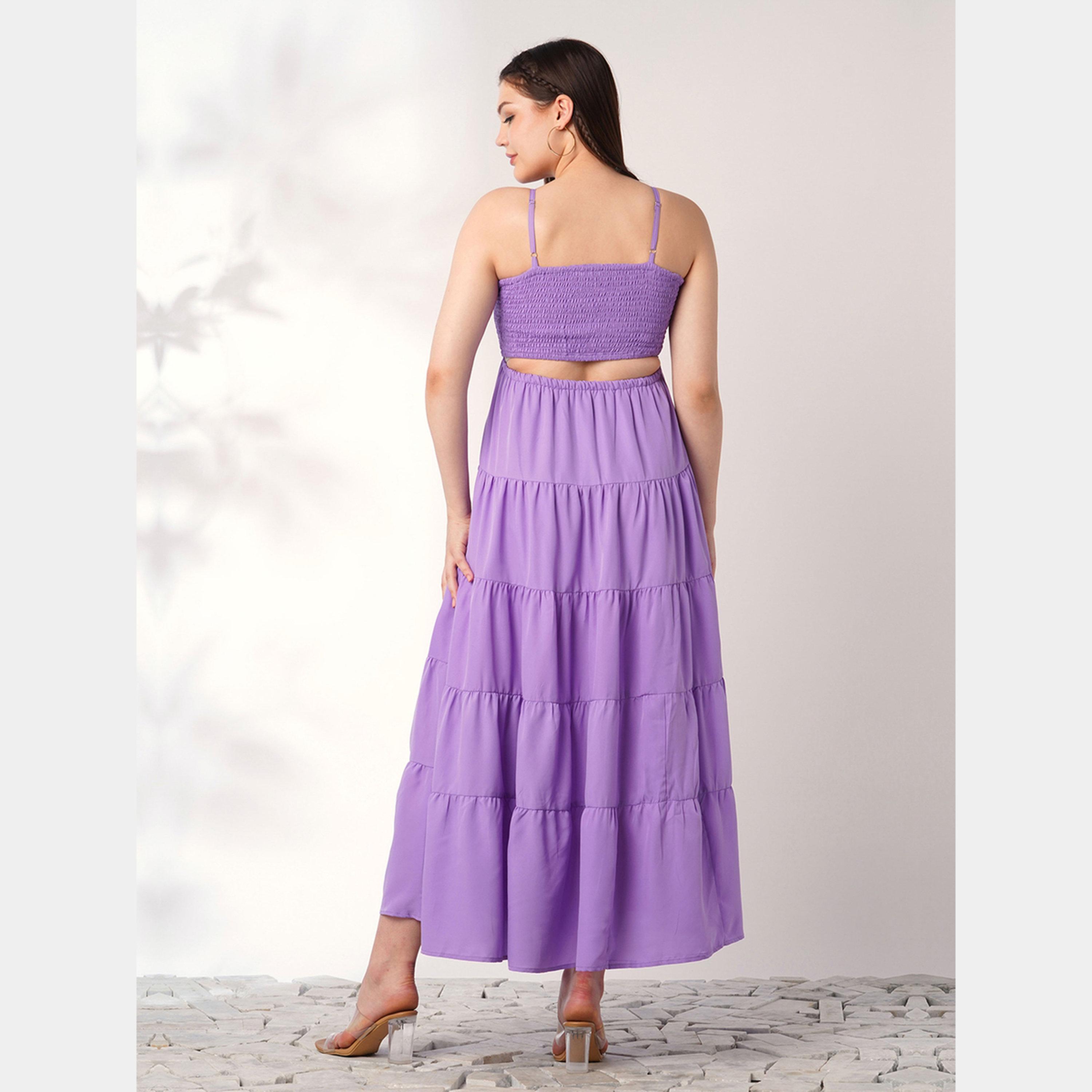 غلوبوص × ستايلي - فستان ماكسي نسائي أرجواني اللون برقبة مربعة وحمالات حرف A-women-clothing-dresses-image-3