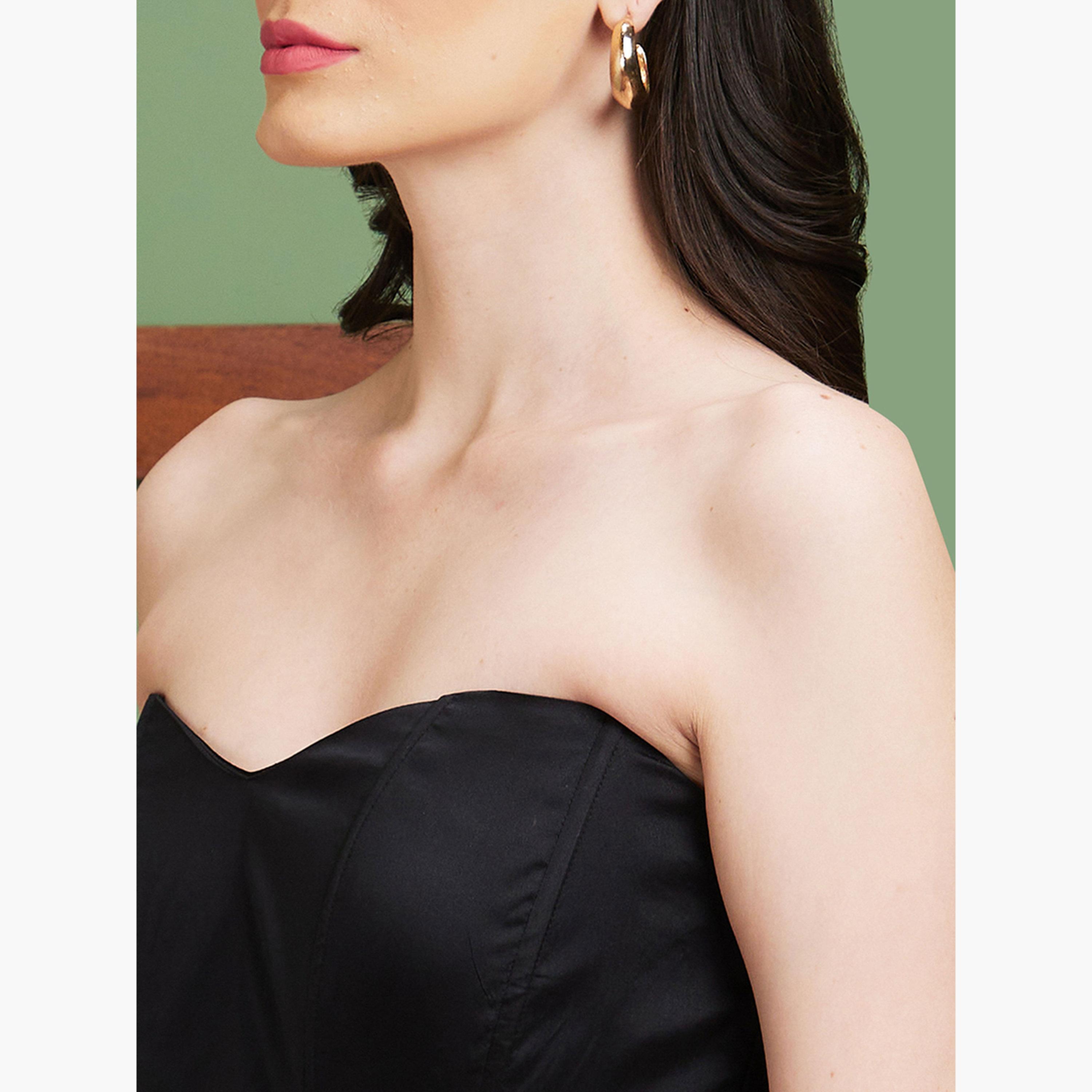 غلوبوص × ستايلي - فستان قصير رقبة على شكل قلب وحافة منفوخة-women-clothing-dresses-image-4