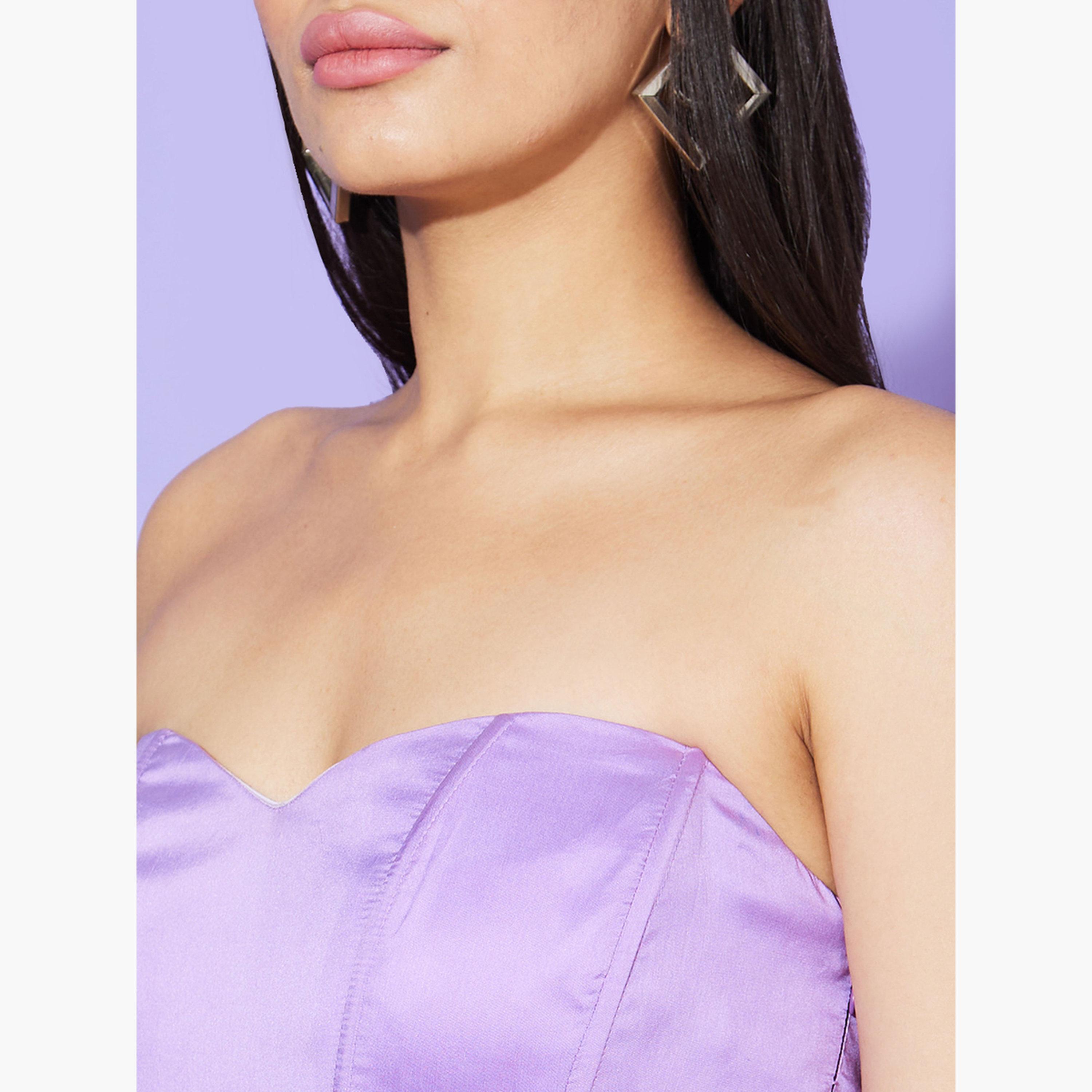 غلوبوص × ستايلي - فستان قصير رقبة على شكل قلب وحافة منفوخة-women-clothing-dresses-image-4