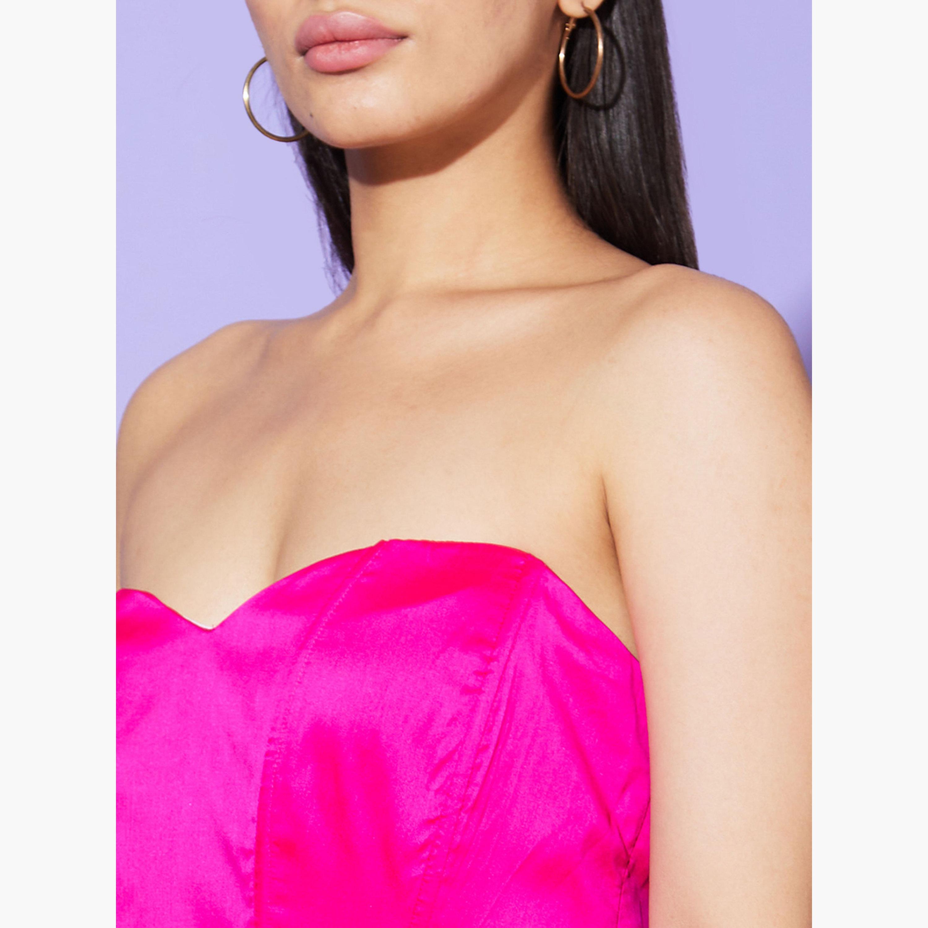غلوبوص × ستايلي - فستان قصير رقبة على شكل قلب وحافة منفوخة-women-clothing-dresses-image-4
