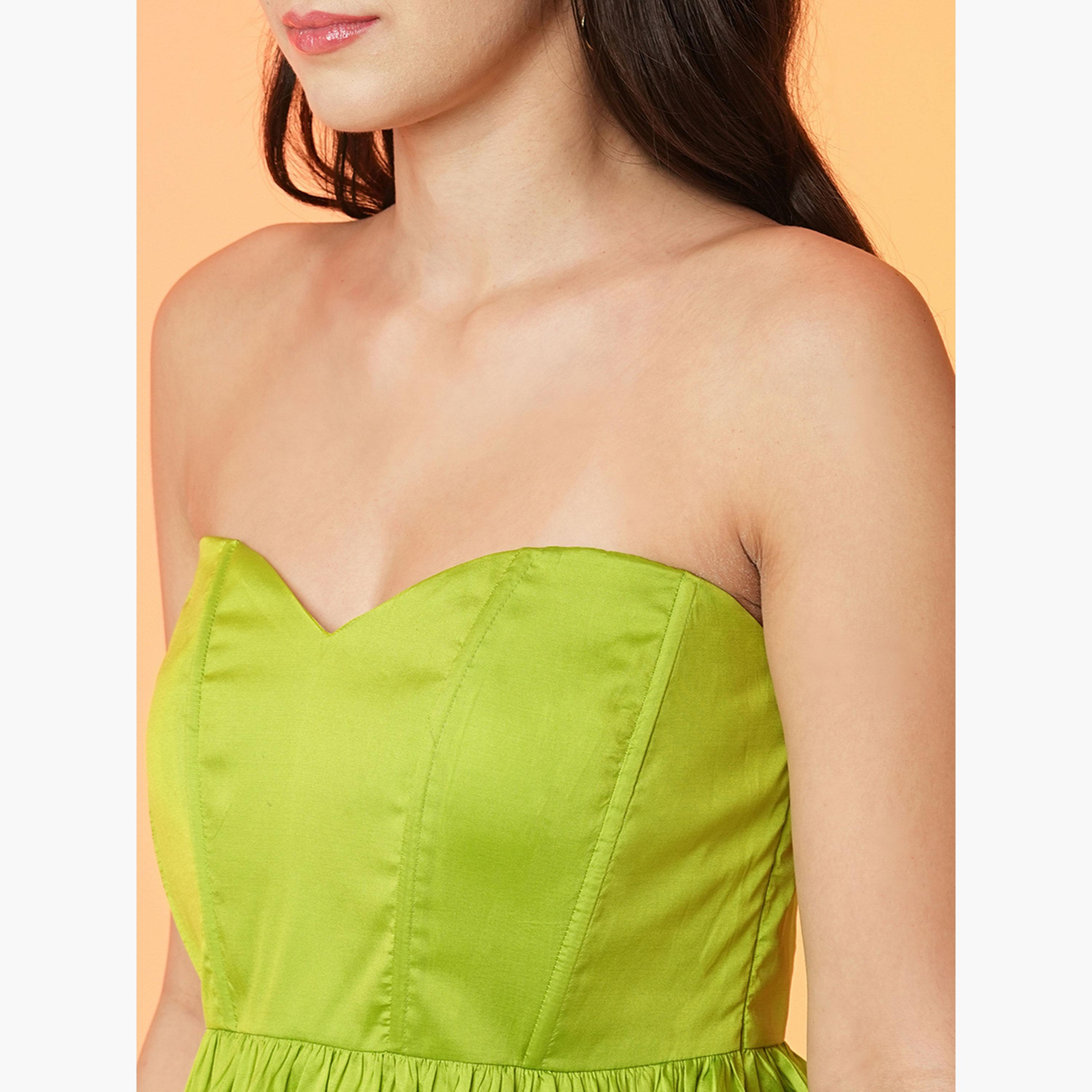 غلوبوص × ستايلي - فستان قصير رقبة على شكل قلب وحافة منفوخة-women-clothing-dresses-image-4