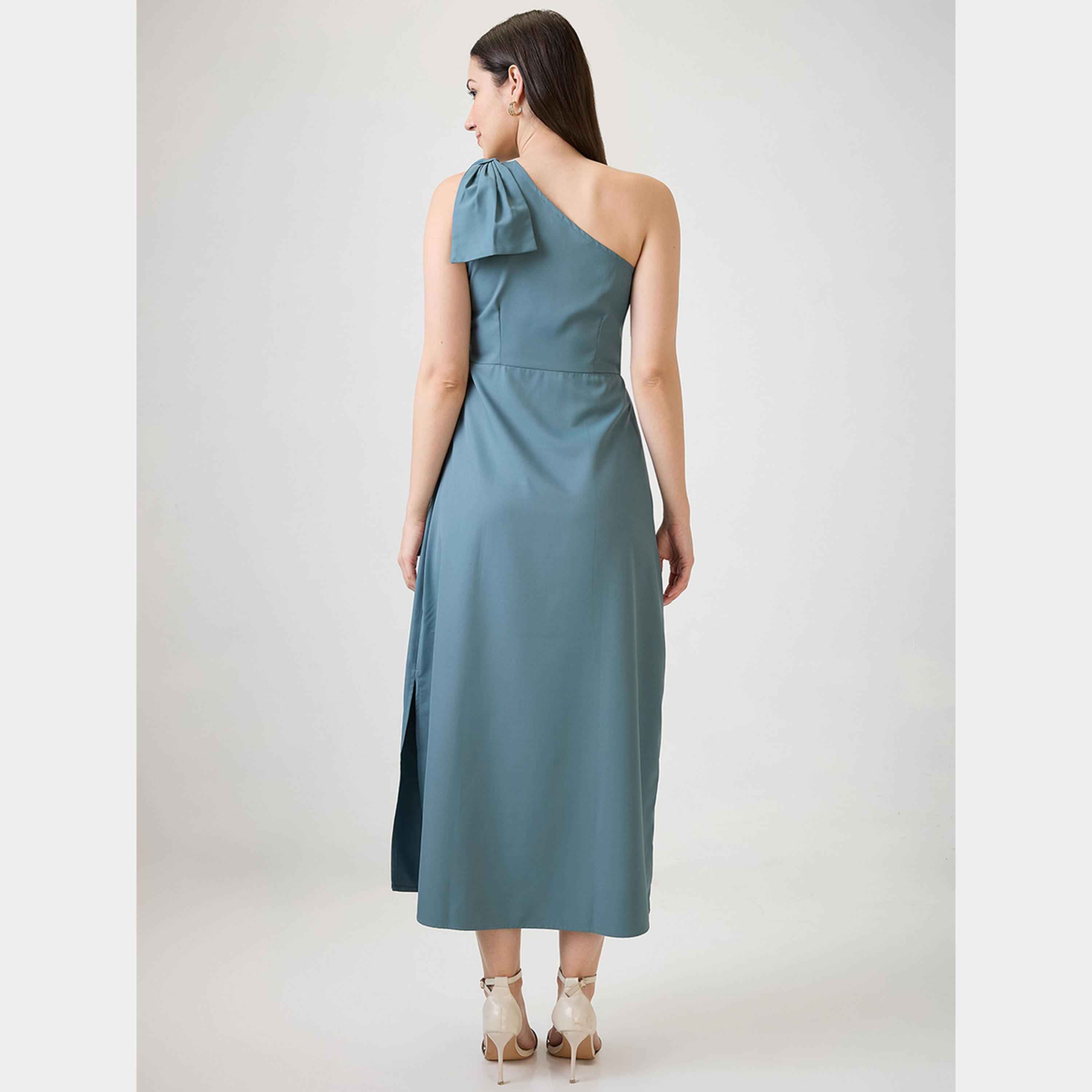 غلوبوص × ستايلي - فستان ماكسي نسائي أزرق بكتف واحد بدون أكمام وفتحة جانبية حرف A-women-clothing-dresses-image-3