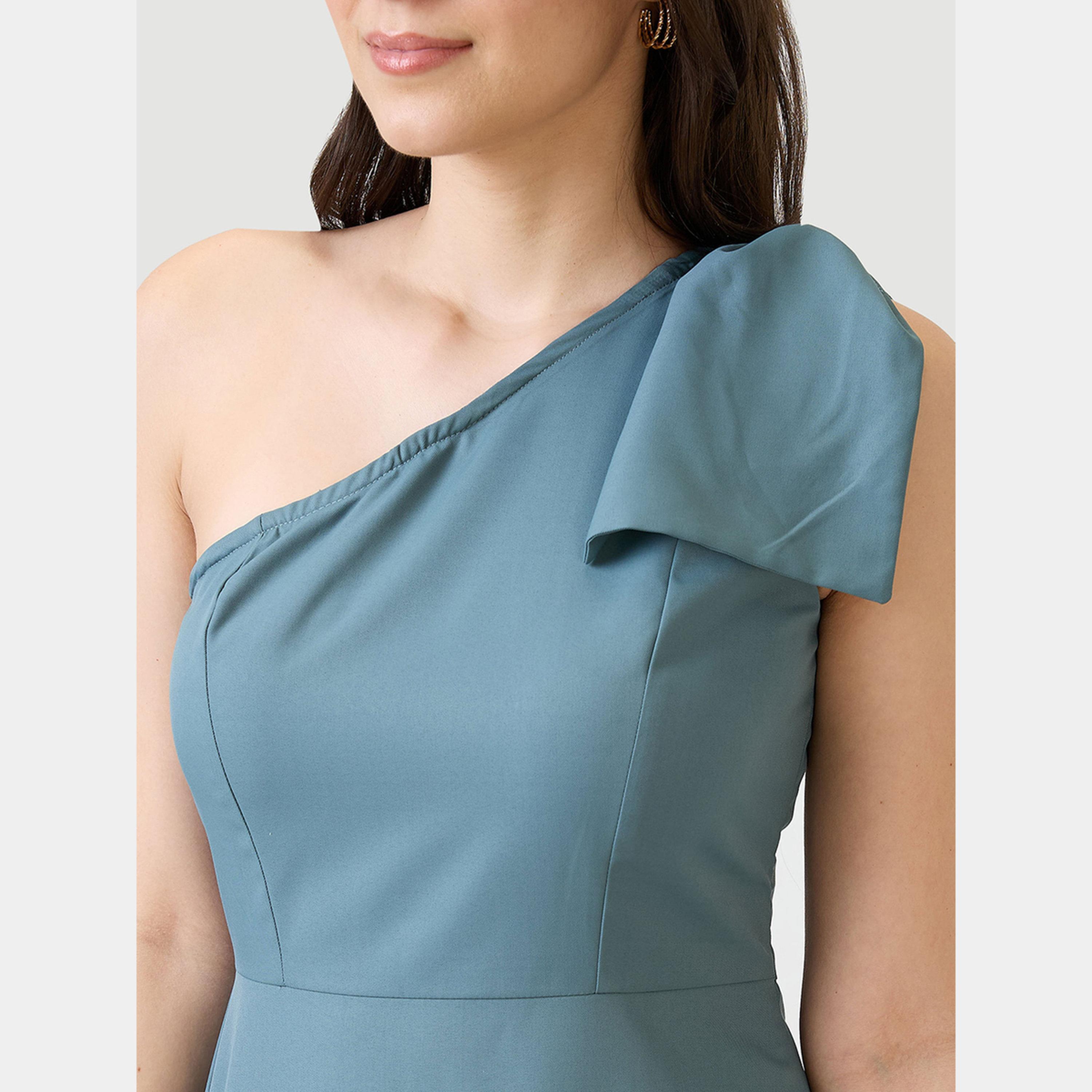 غلوبوص × ستايلي - فستان ماكسي نسائي أزرق بكتف واحد بدون أكمام وفتحة جانبية حرف A-women-clothing-dresses-image-4