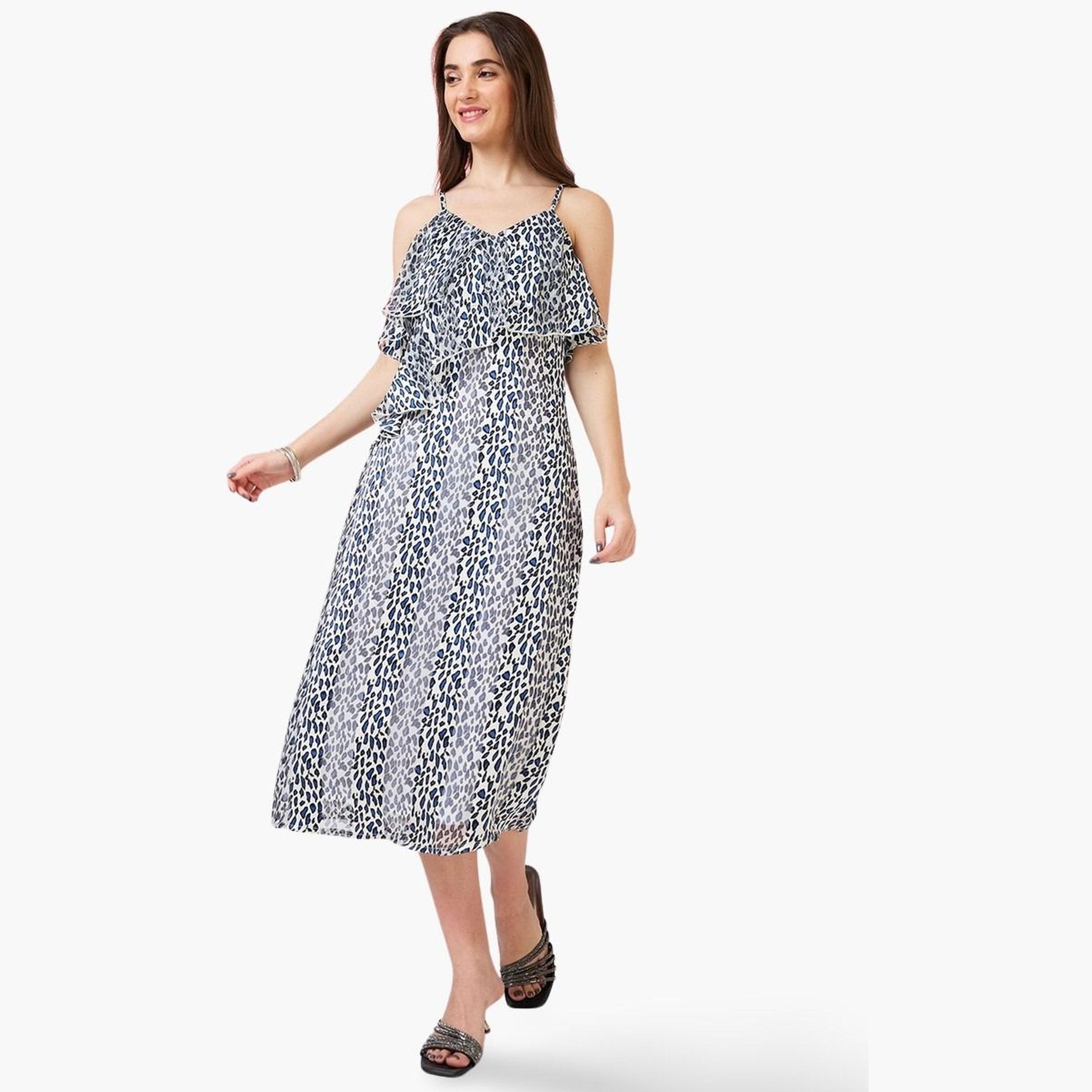 غلوبوص × ستايلي - فستان متوسط الطول بطبعة جلد الفهد رقبة حرف V وحمالات-women-clothing-dresses-image-1
