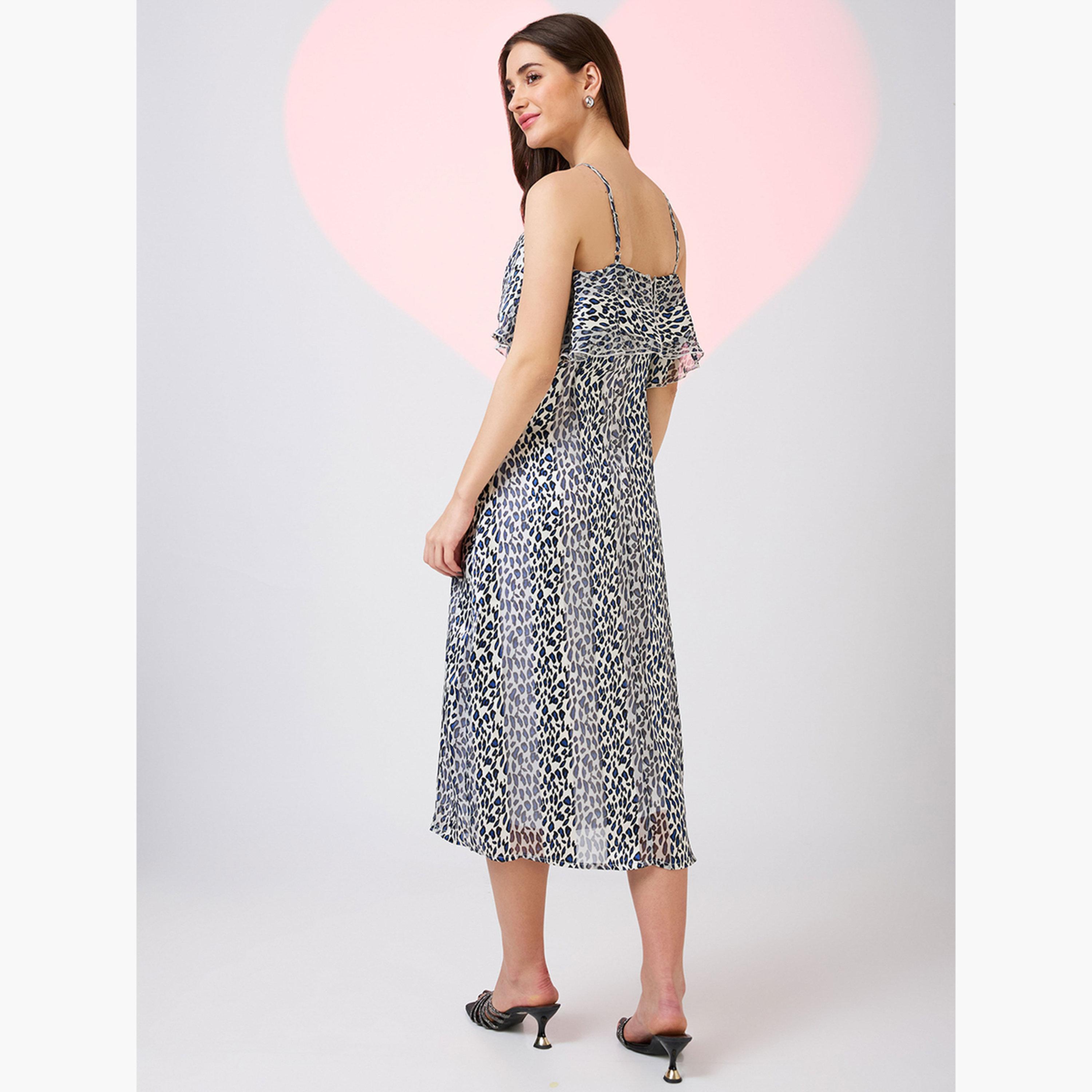 غلوبوص × ستايلي - فستان متوسط الطول بطبعة جلد الفهد رقبة حرف V وحمالات-women-clothing-dresses-image-3