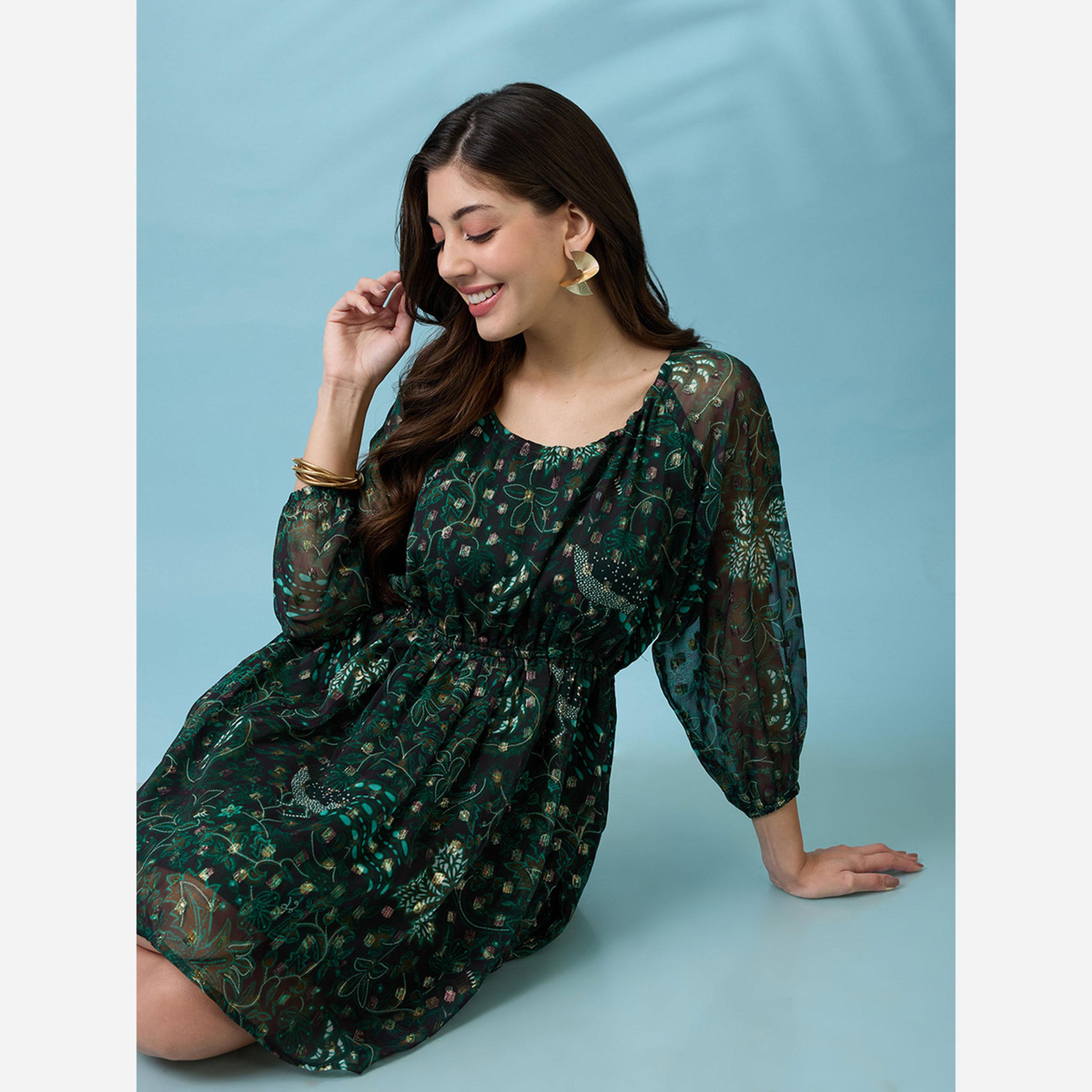 غلوبوص × ستايلي - فستان قصير طبعة وربطة خلفية-women-clothing-dresses-image-2