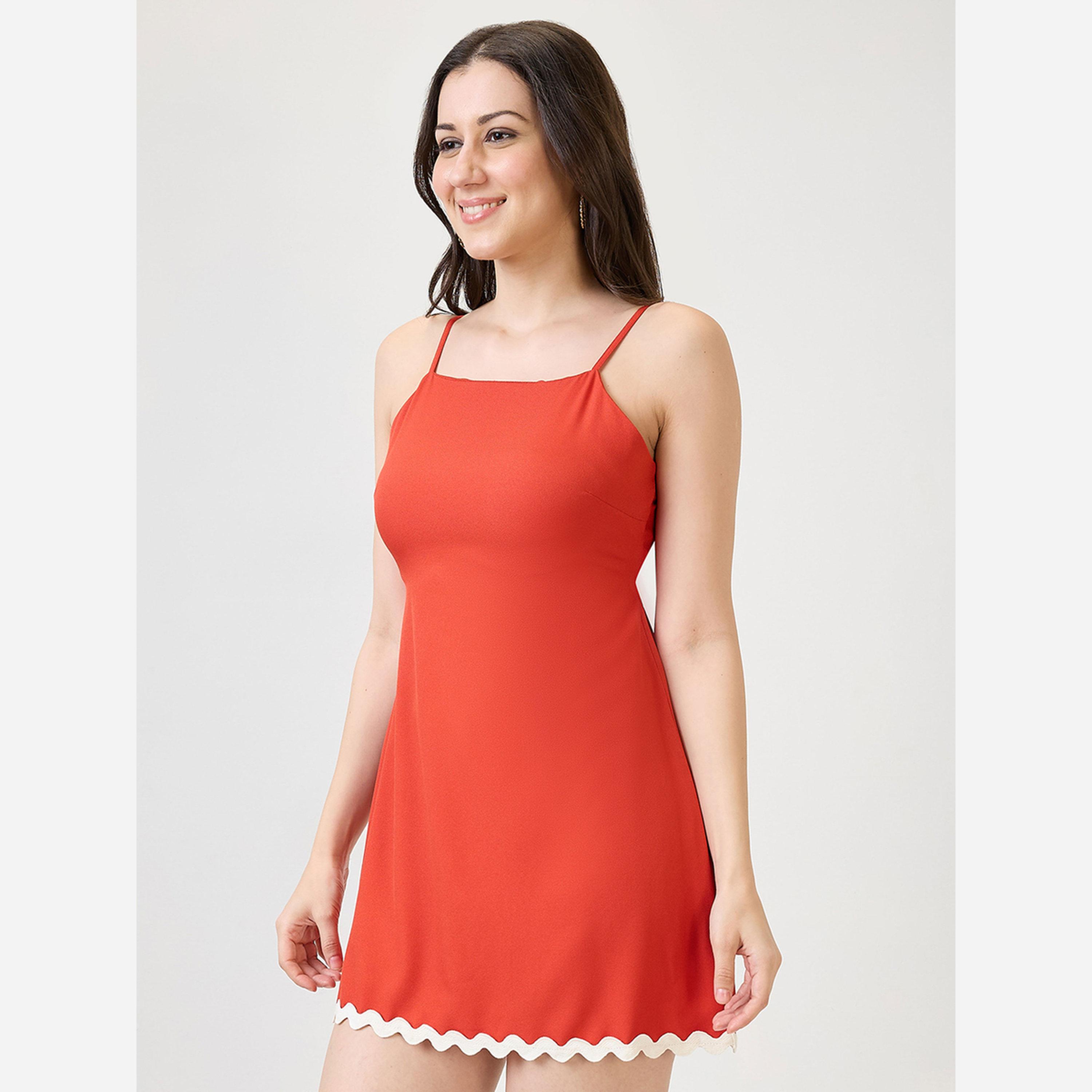 Globus X Styli Women Orange Strappy Tie Back Detail Mini Dress-women-clothing-dresses-image-1