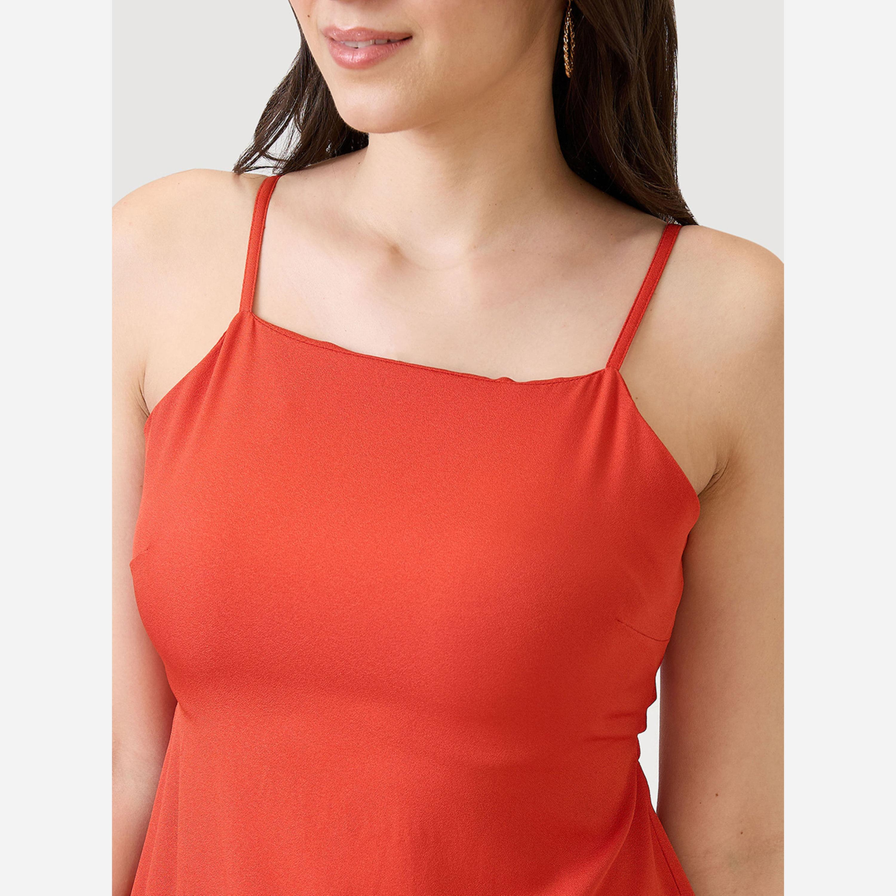 Globus X Styli Women Orange Strappy Tie Back Detail Mini Dress-women-clothing-dresses-image-4