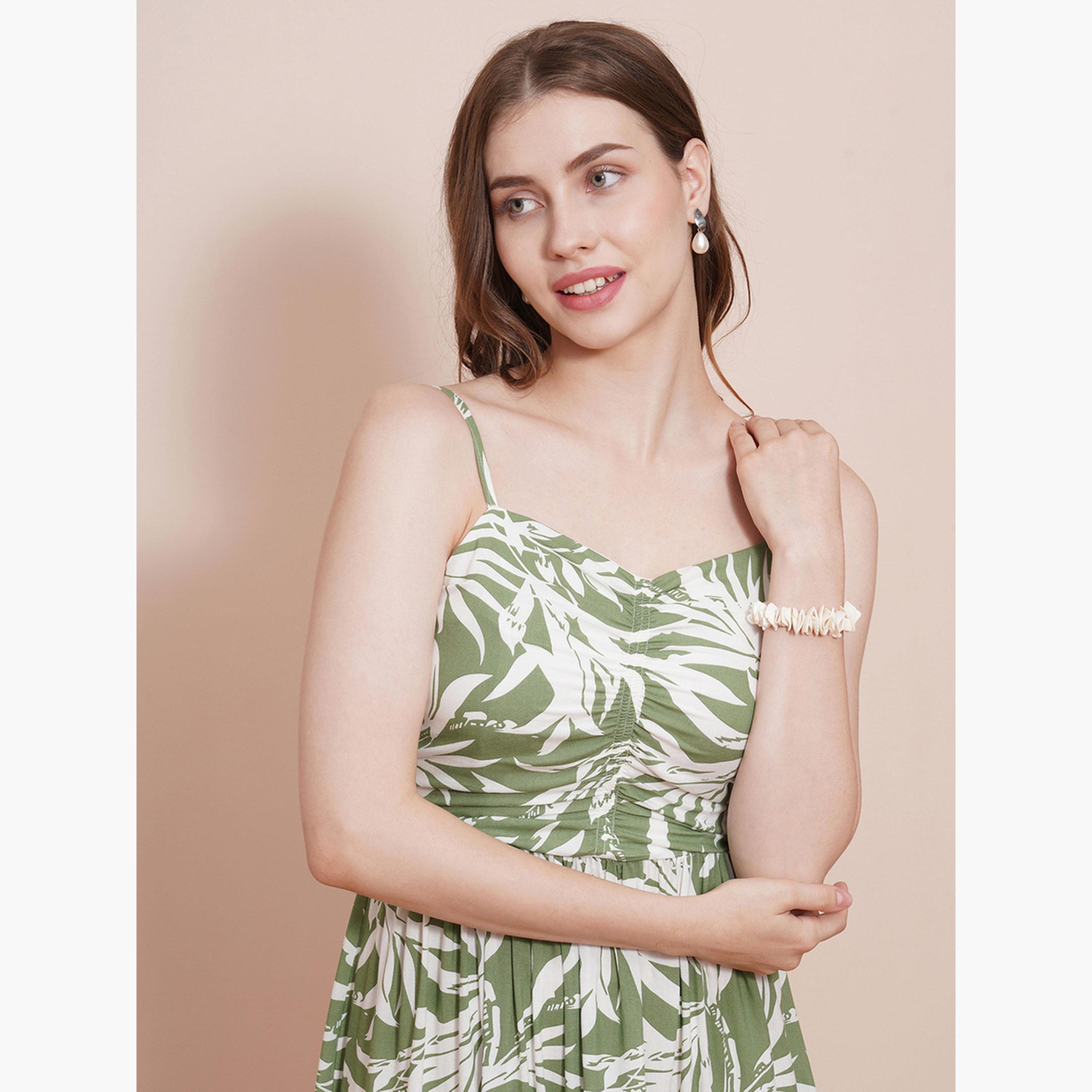 غلوبوص × ستايلي - فستان أخضر متوسط ​​الطول بفتحة صدر على شكل قلب وحمالات-women-clothing-dresses-image-5