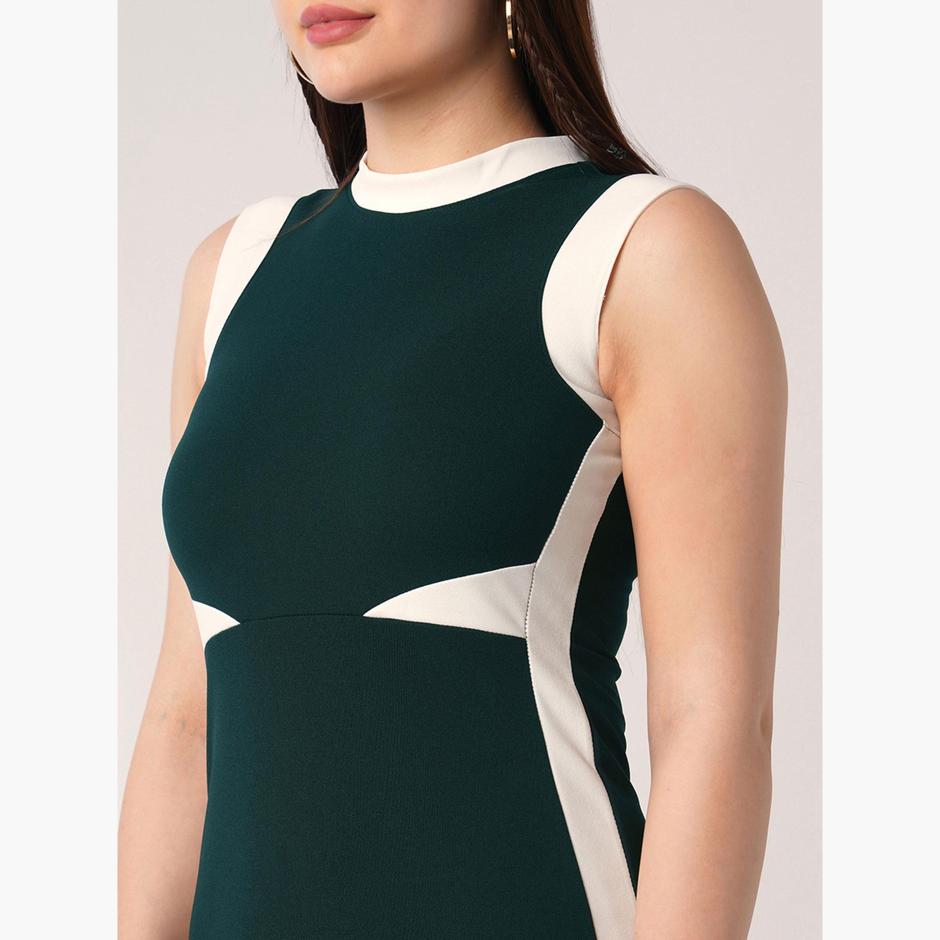 Globus X Styli Sleeveless Color Block Midi Bodycon Midi Dress-women-clothing-dresses-image-4