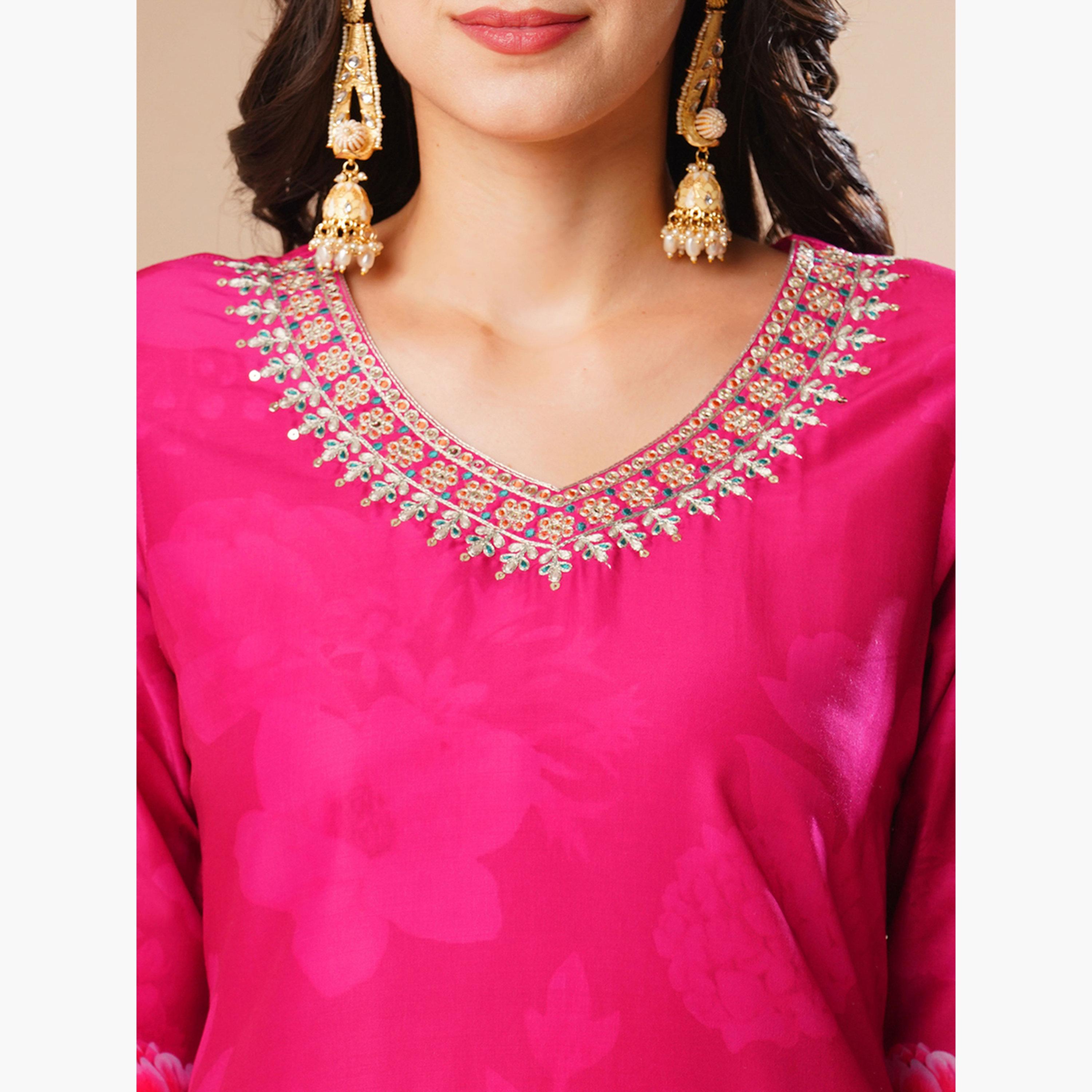 كورتا مستقيمة بطبعة زهور وياقة عميقة-women-clothing-ethnicwear-kurtas-image-5