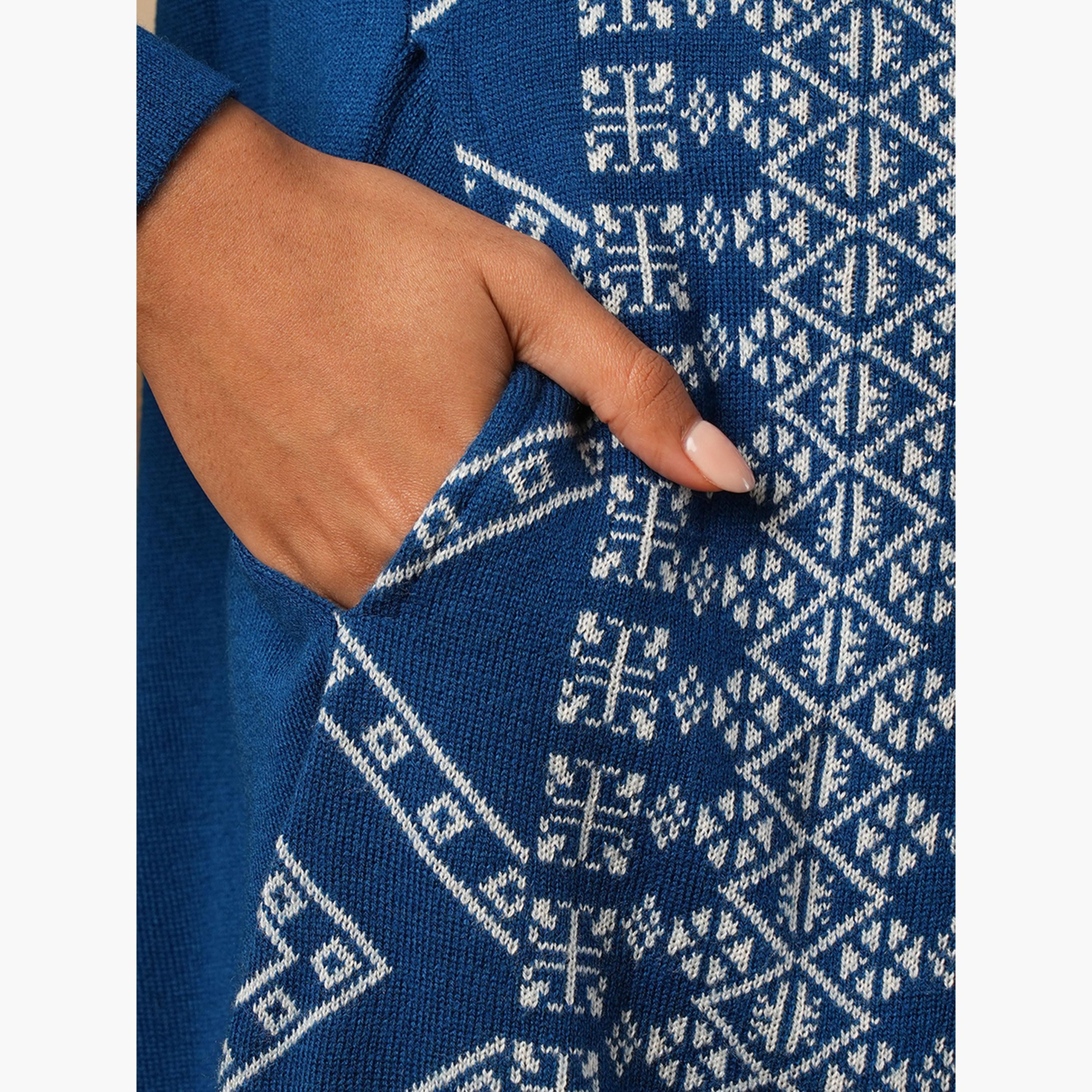 غلوبوص × ستايلي - كورتا (قميص طويل) شتوية فضفاضة بطول الساق مصنوعة من نسيج محبوك-women-clothing-ethnicwear-kurtas-image-5