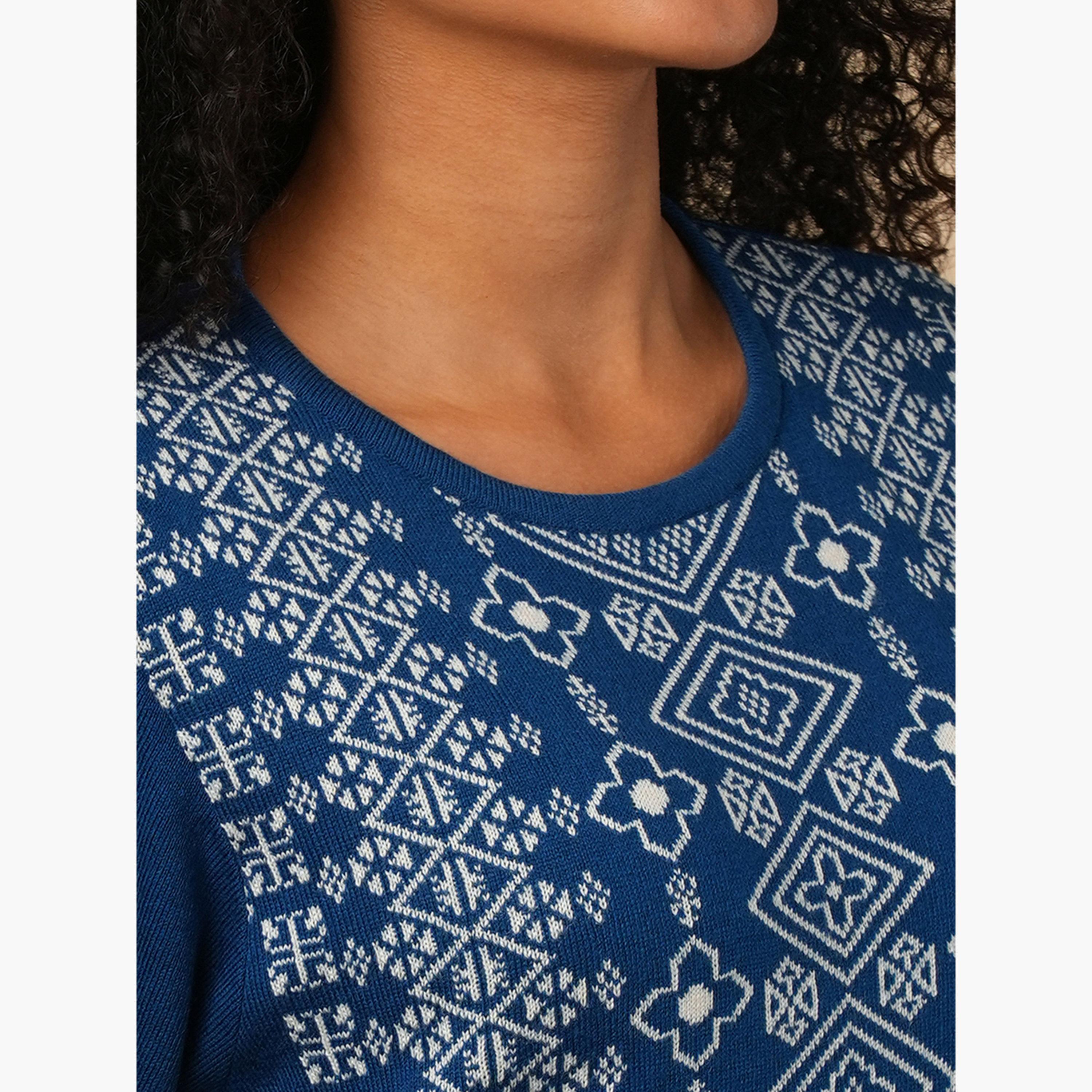 غلوبوص × ستايلي - كورتا (قميص طويل) شتوية فضفاضة بطول الساق مصنوعة من نسيج محبوك-women-clothing-ethnicwear-kurtas-image-6