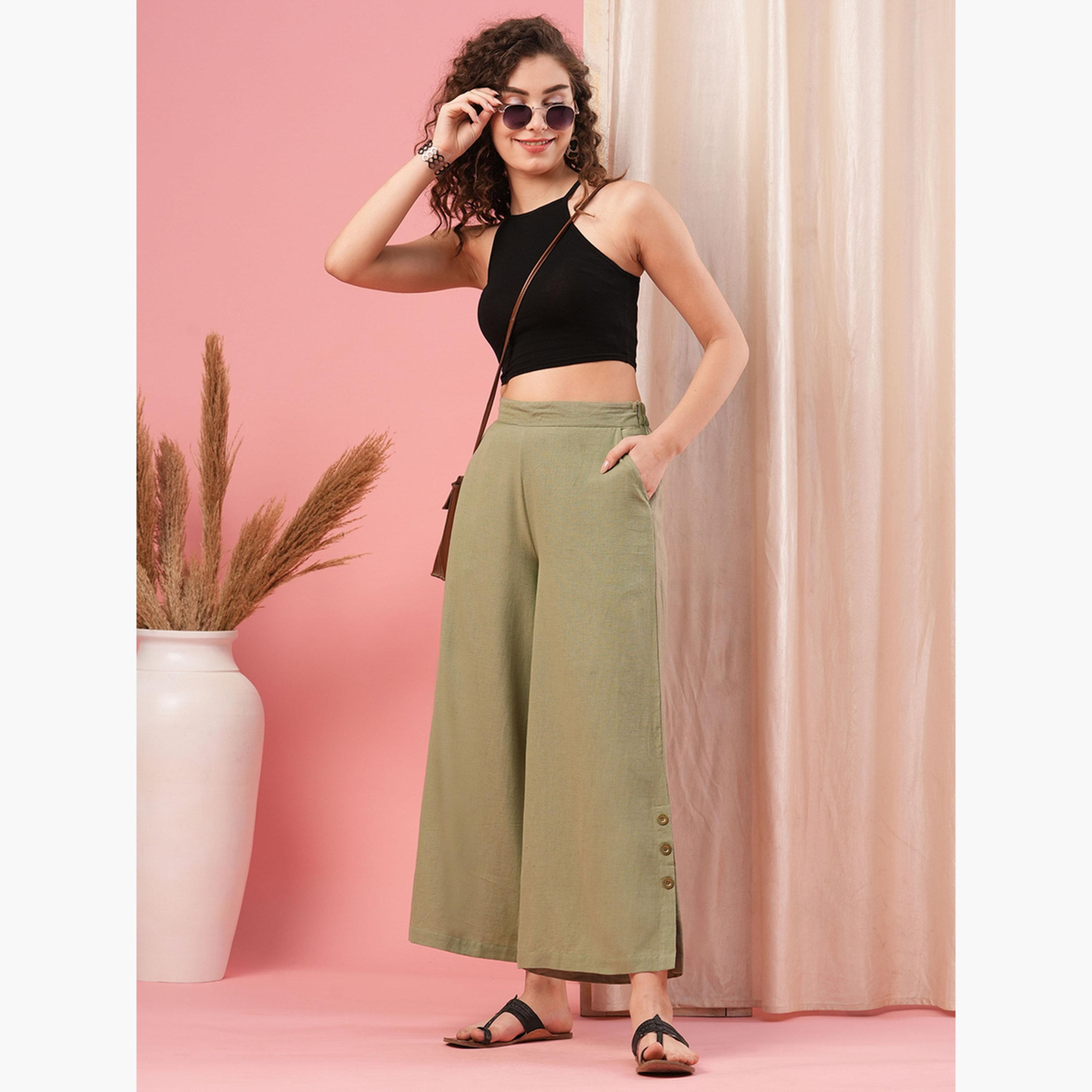 Globus X Styli Mid Rise Semi Elastic Waist Opaque Wide Leg Palazzos-women-clothing-ethnicwear-bottoms-palazzos-image-2